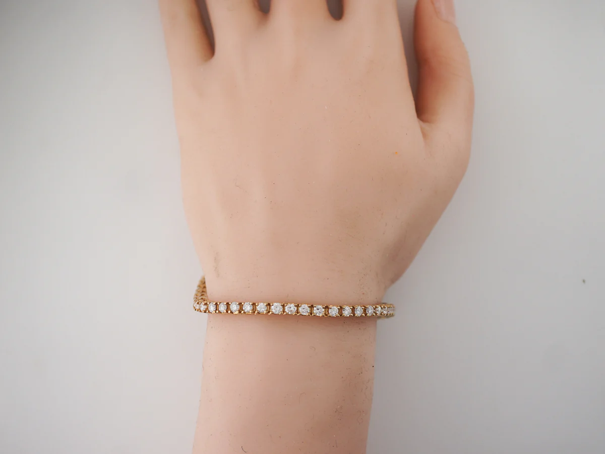 3 Carat Diamond Tennis Bracelet in 14k Yellow Gold - Image 4