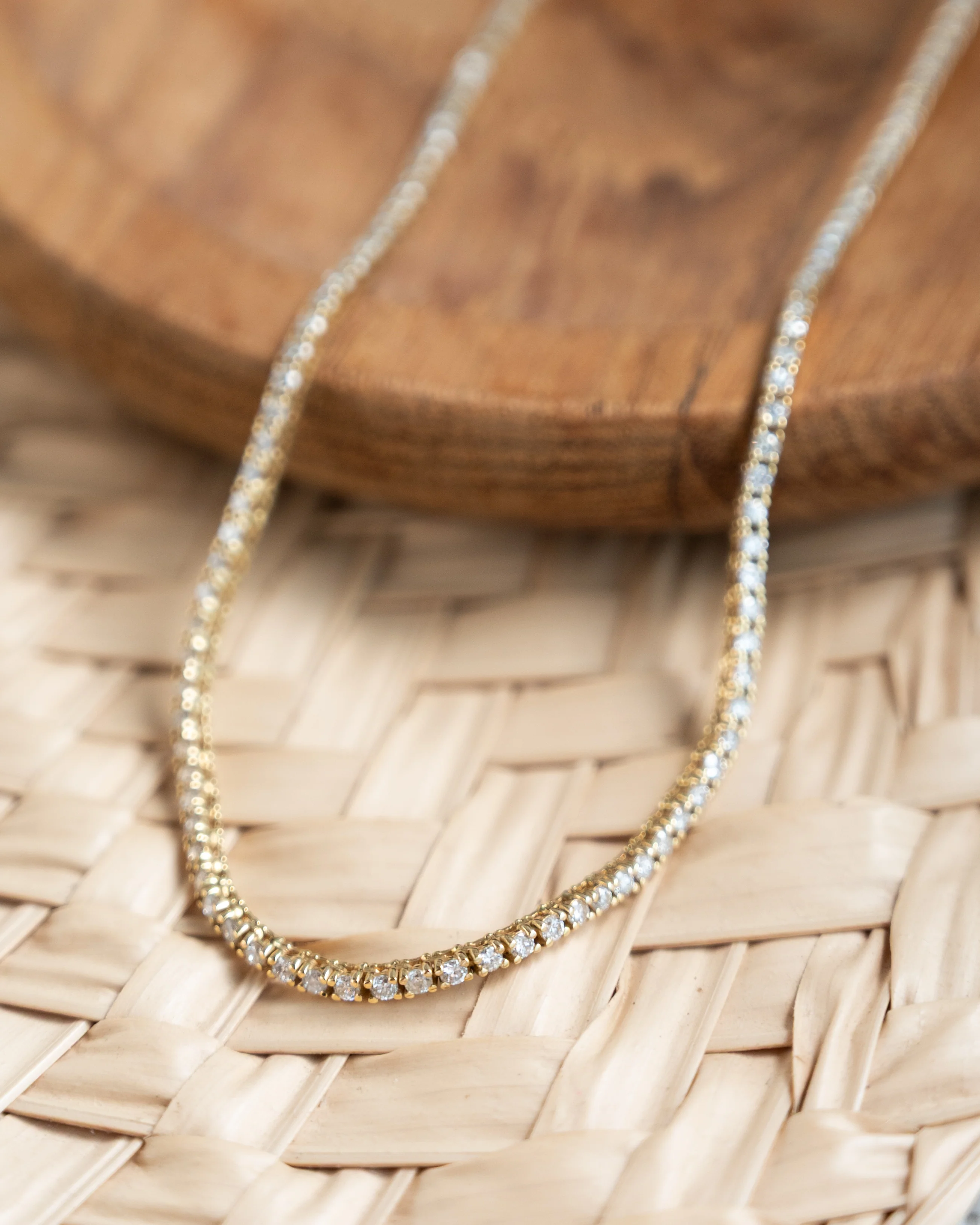 3 Carat Diamond Tennis Necklace in 18k Yellow Gold - Image 5