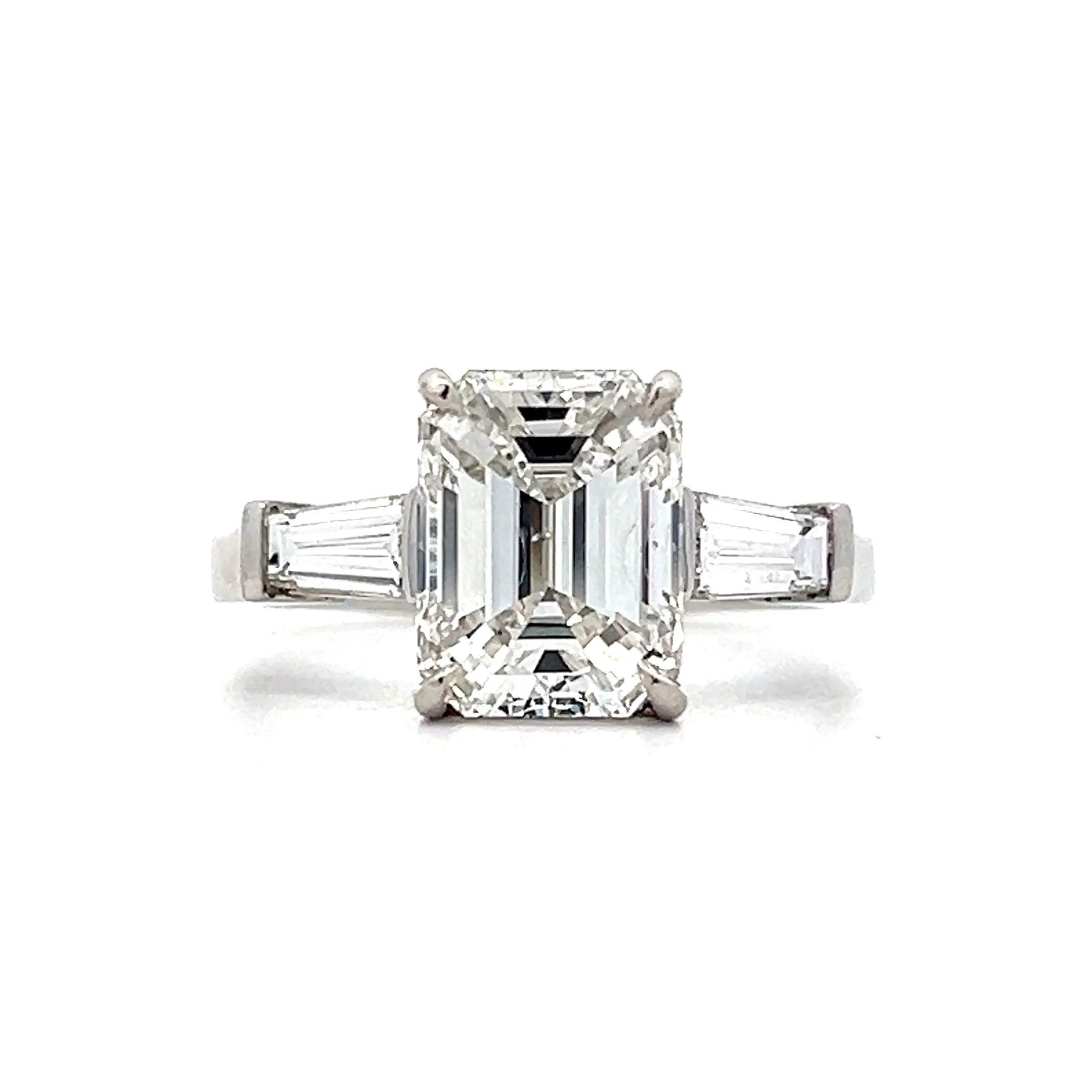 3 Carat Emerald Cut Diamond Engagement Ring in Platinum