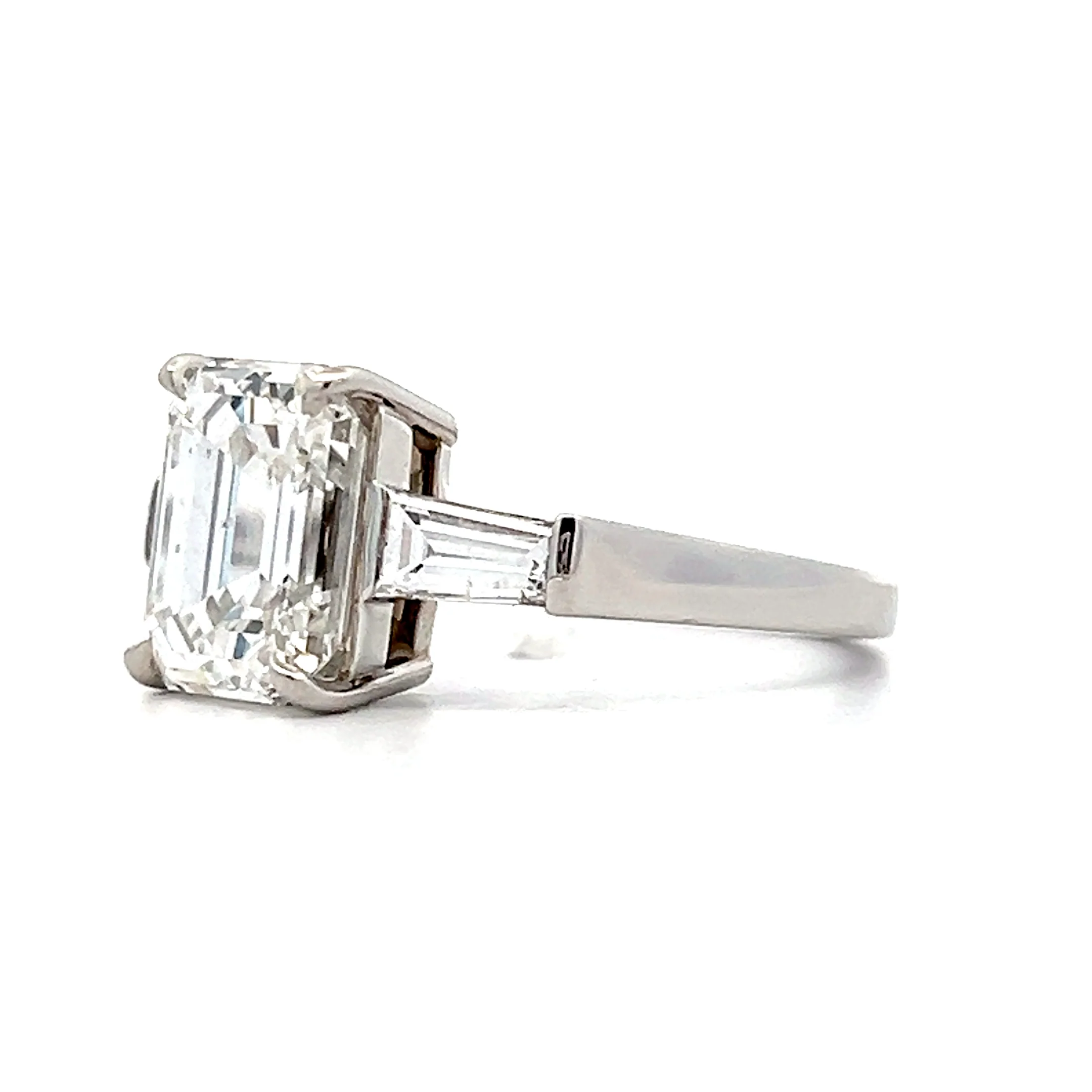 3 Carat Emerald Cut Diamond Engagement Ring in Platinum - Image 2