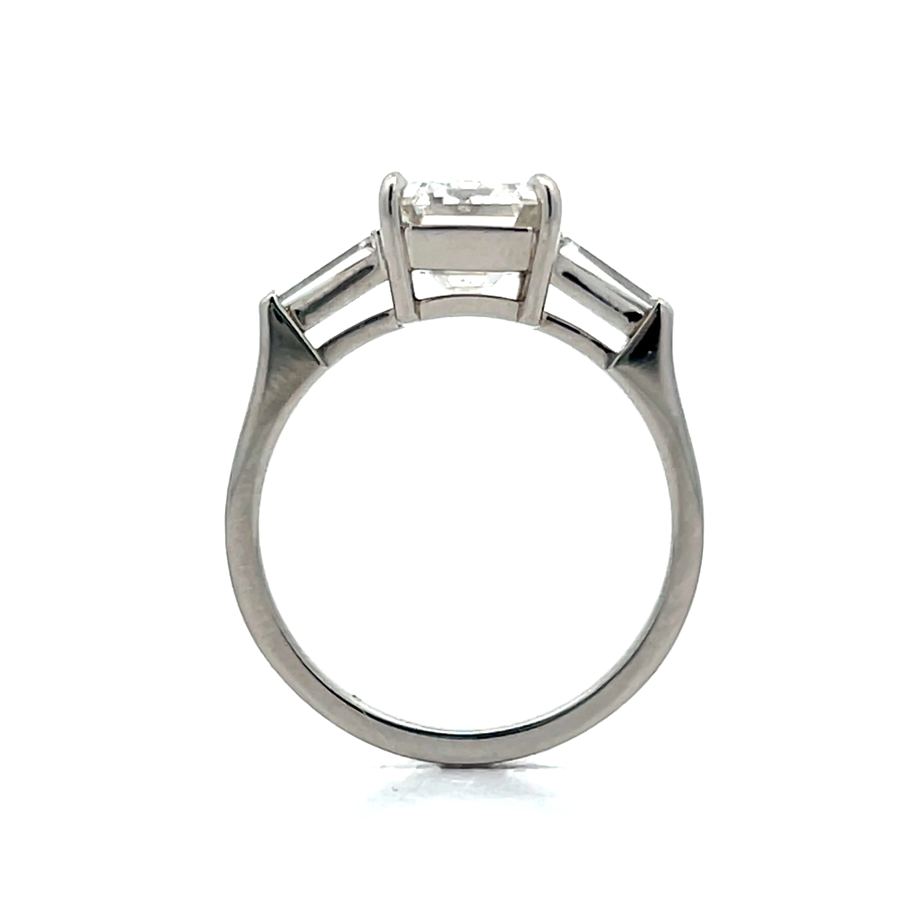 3 Carat Emerald Cut Diamond Engagement Ring in Platinum - Image 4