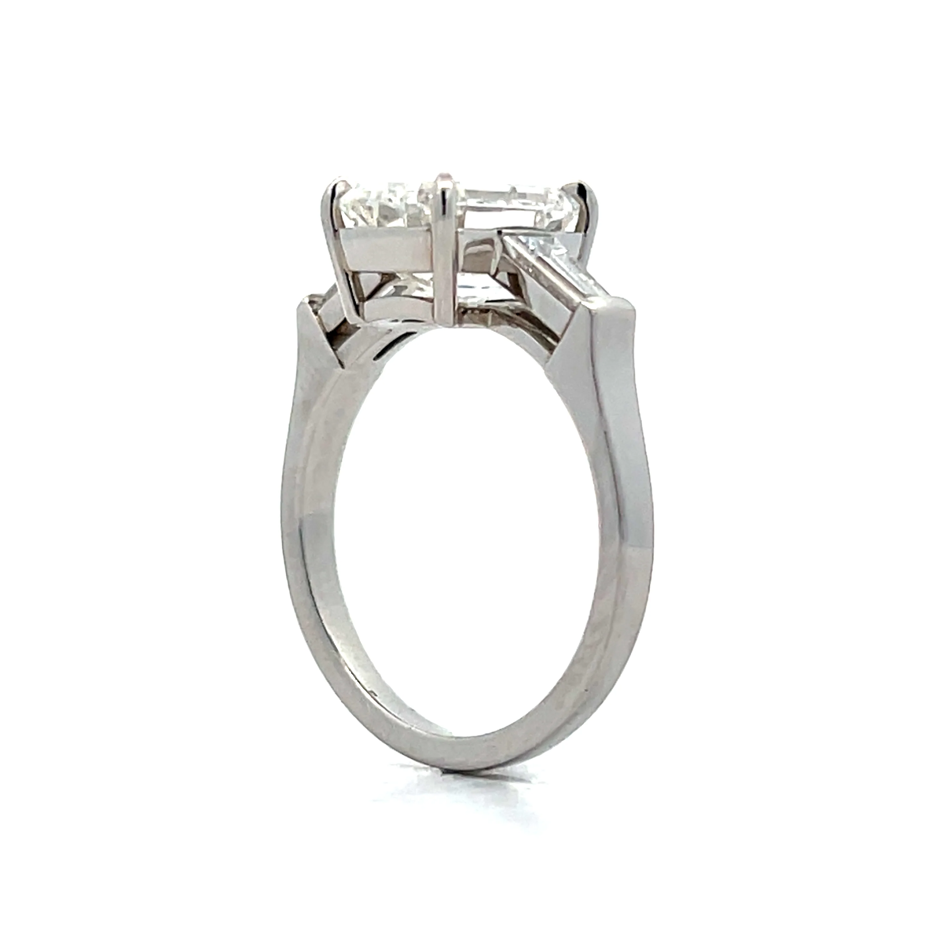 3 Carat Emerald Cut Diamond Engagement Ring in Platinum - Image 5