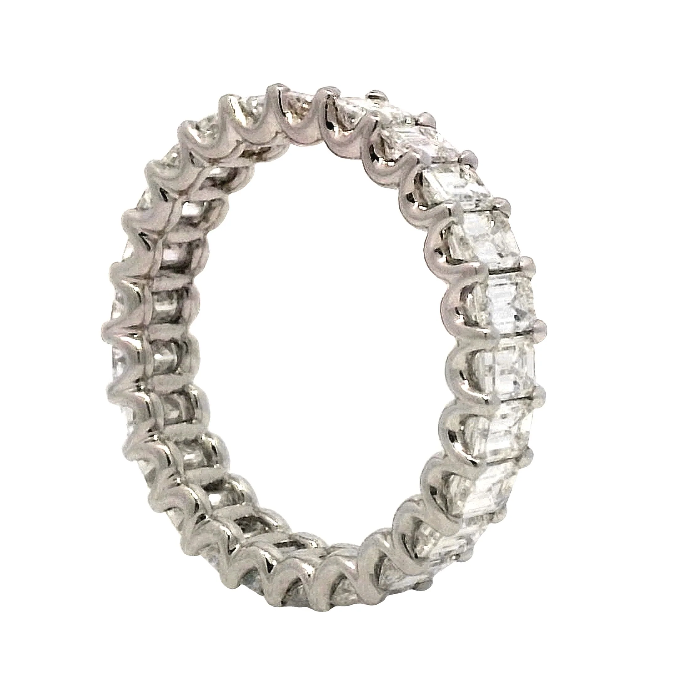 3 Carat Emerald Cut Diamond Eternity Band in Platinum - Image 4