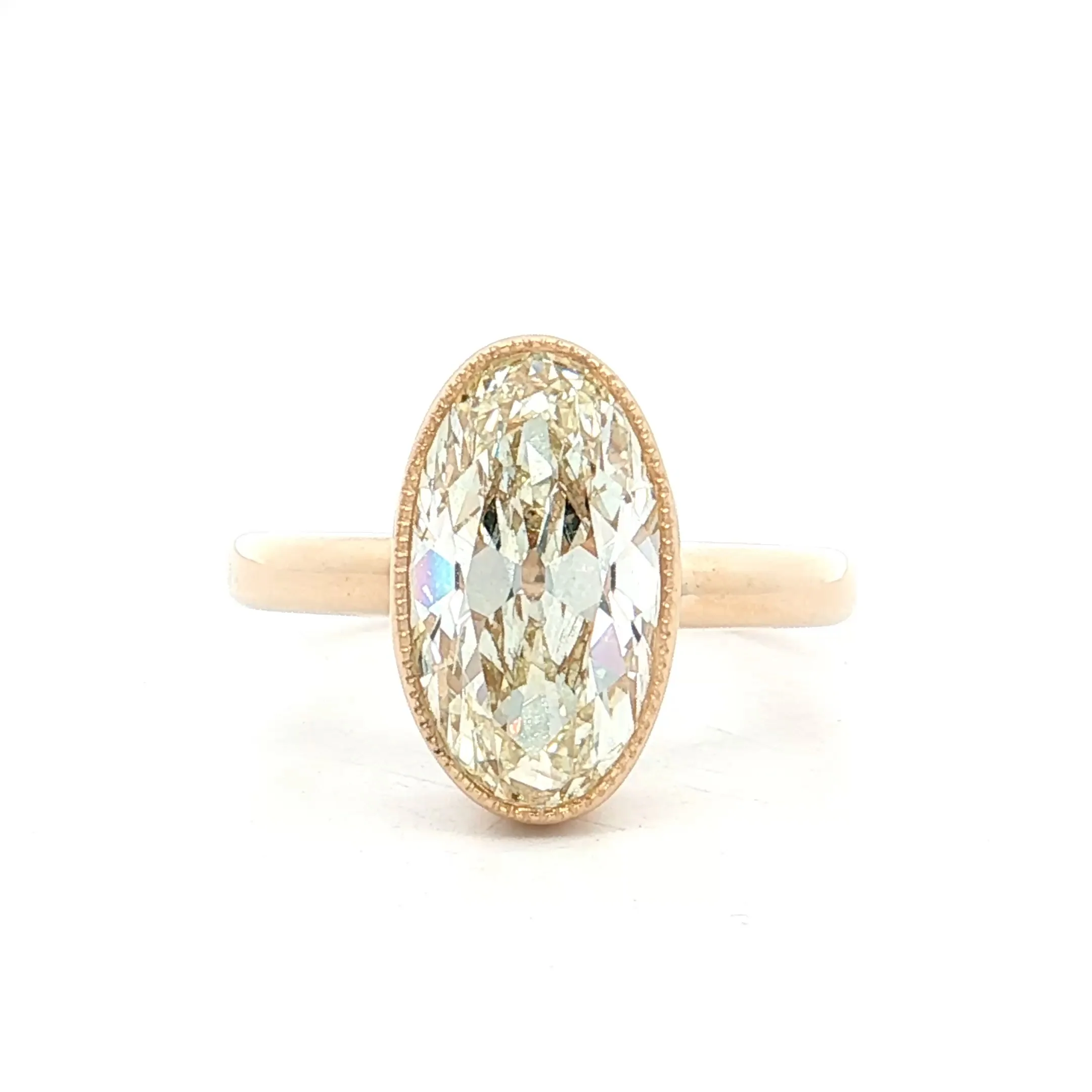 3 Carat GIA Moval Diamond Engagement Ring 14k