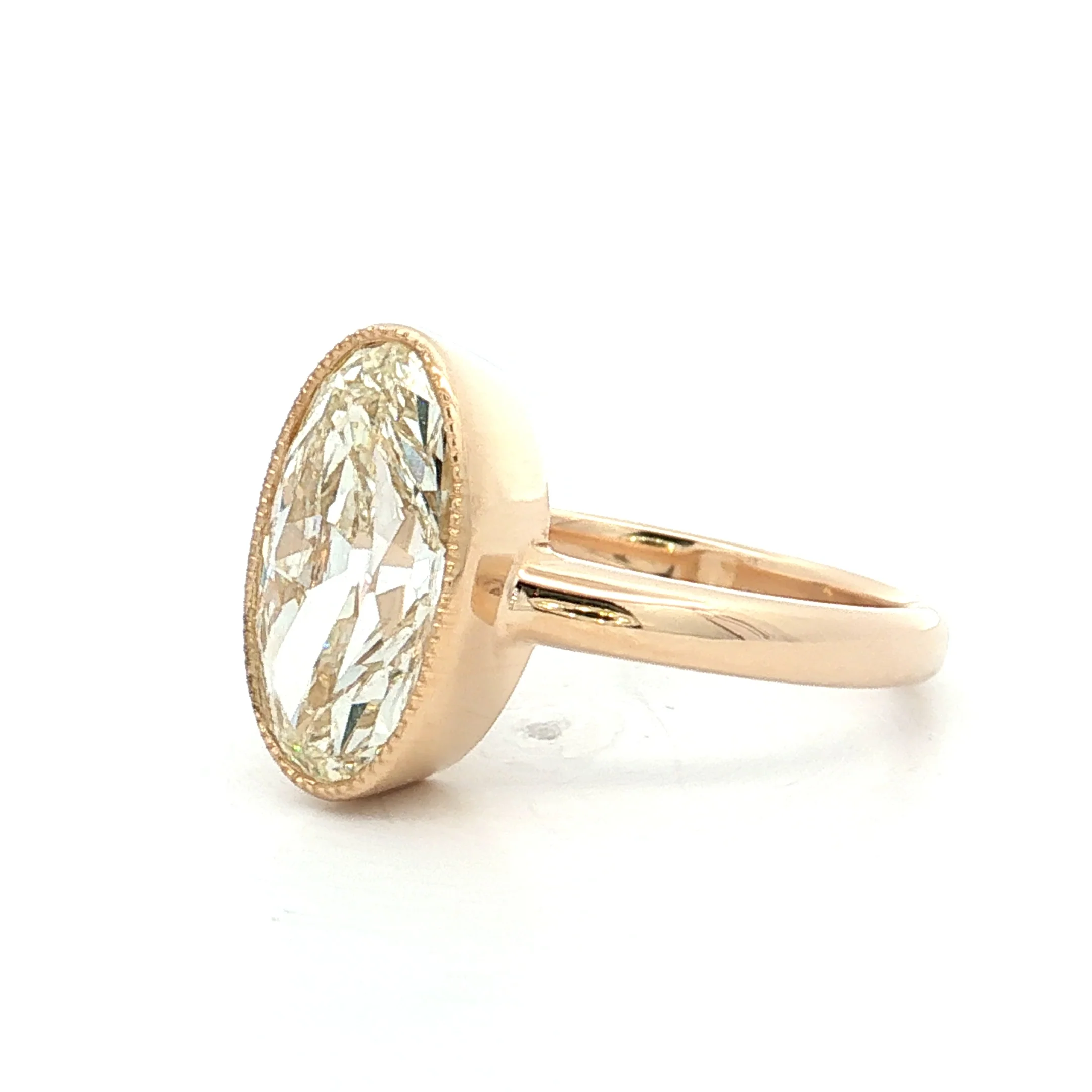 3 Carat GIA Moval Diamond Engagement Ring 14k - Image 2