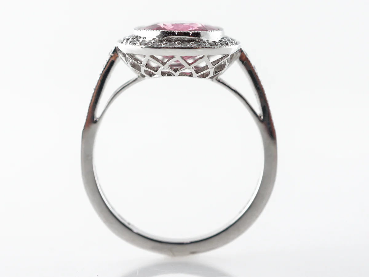 3 Carat Oval Pink Sapphire & Diamond Ring in Platinum - Image 4