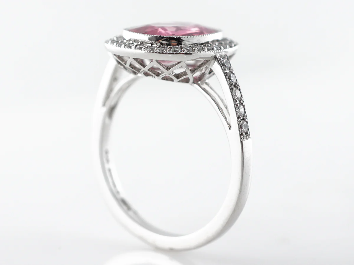 3 Carat Oval Pink Sapphire & Diamond Ring in Platinum - Image 5