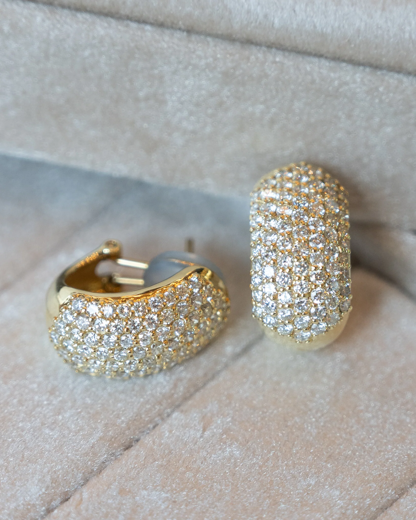 3 Carat Pave Diamond J Hoop Earrings 18k - Image 4
