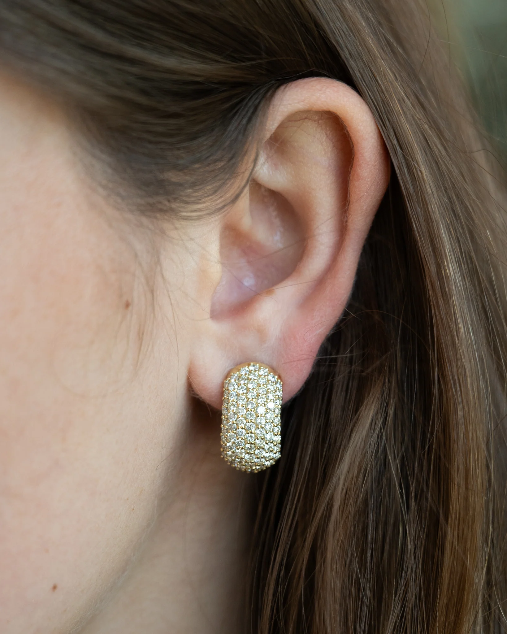 3 Carat Pave Diamond J Hoop Earrings 18k - Image 5