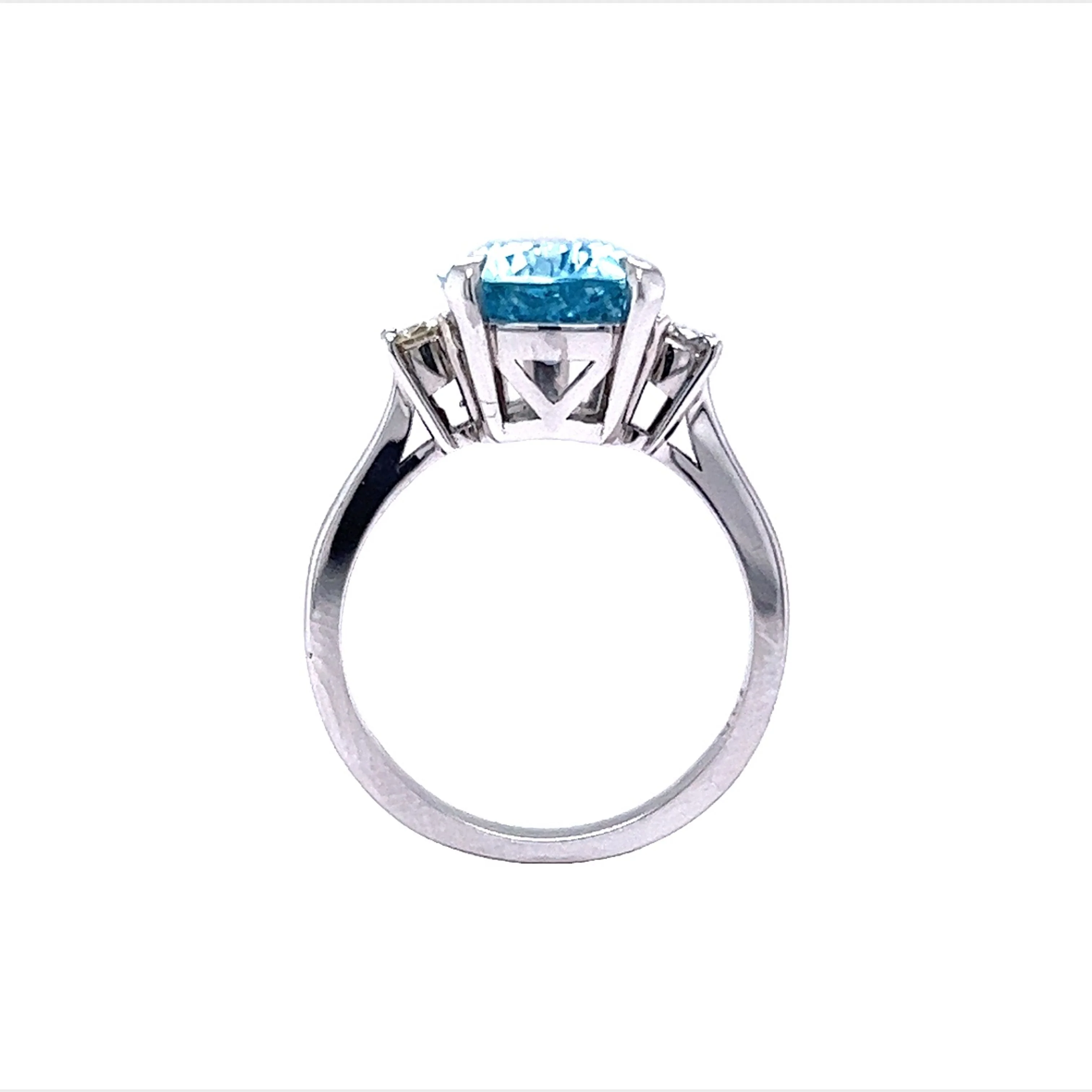 3 Carat Pear Cut Aquamarine Ring w/ Diamond Accents in 14k - Image 4