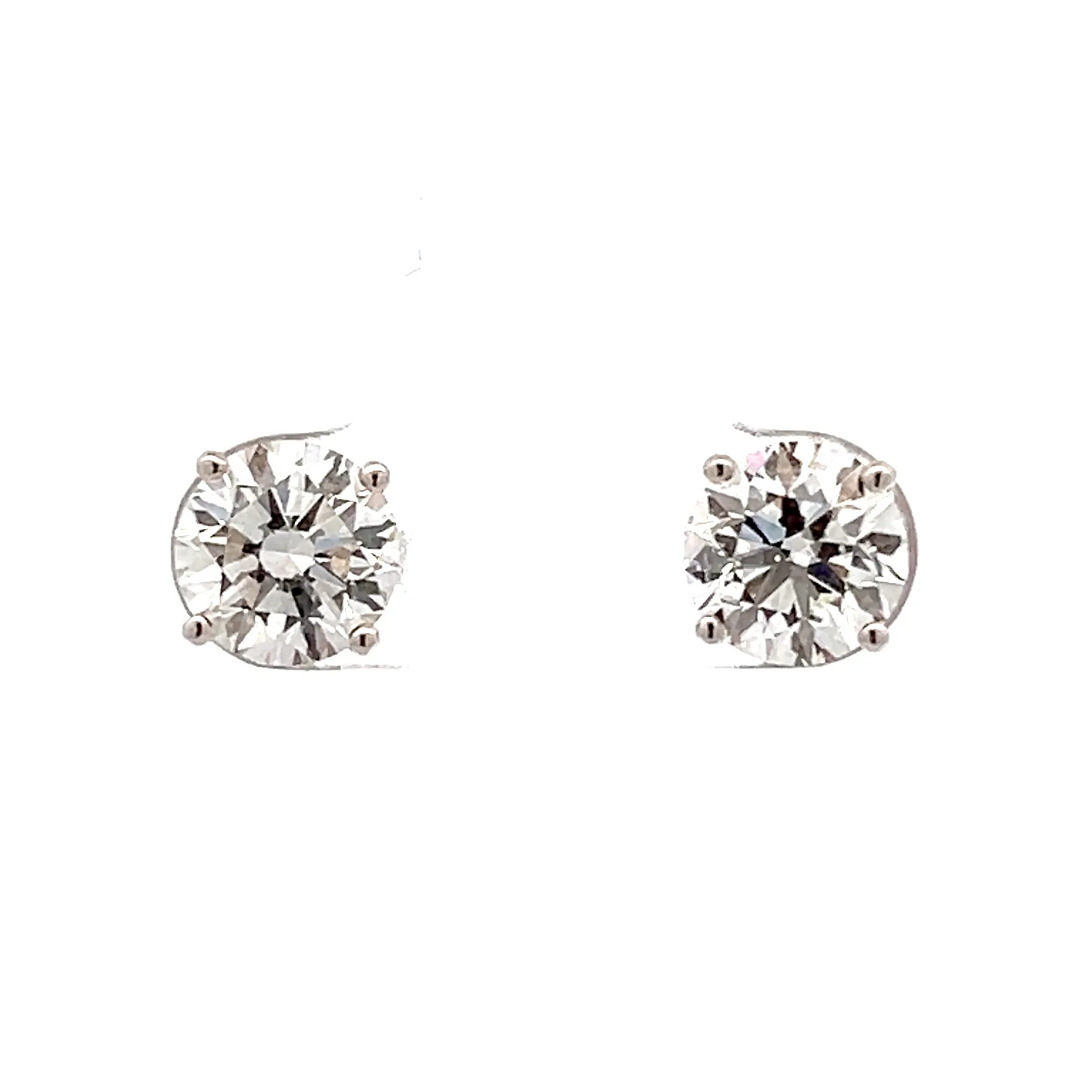 3 Carat Round Diamond Stud Earrings in 18k White Gold
