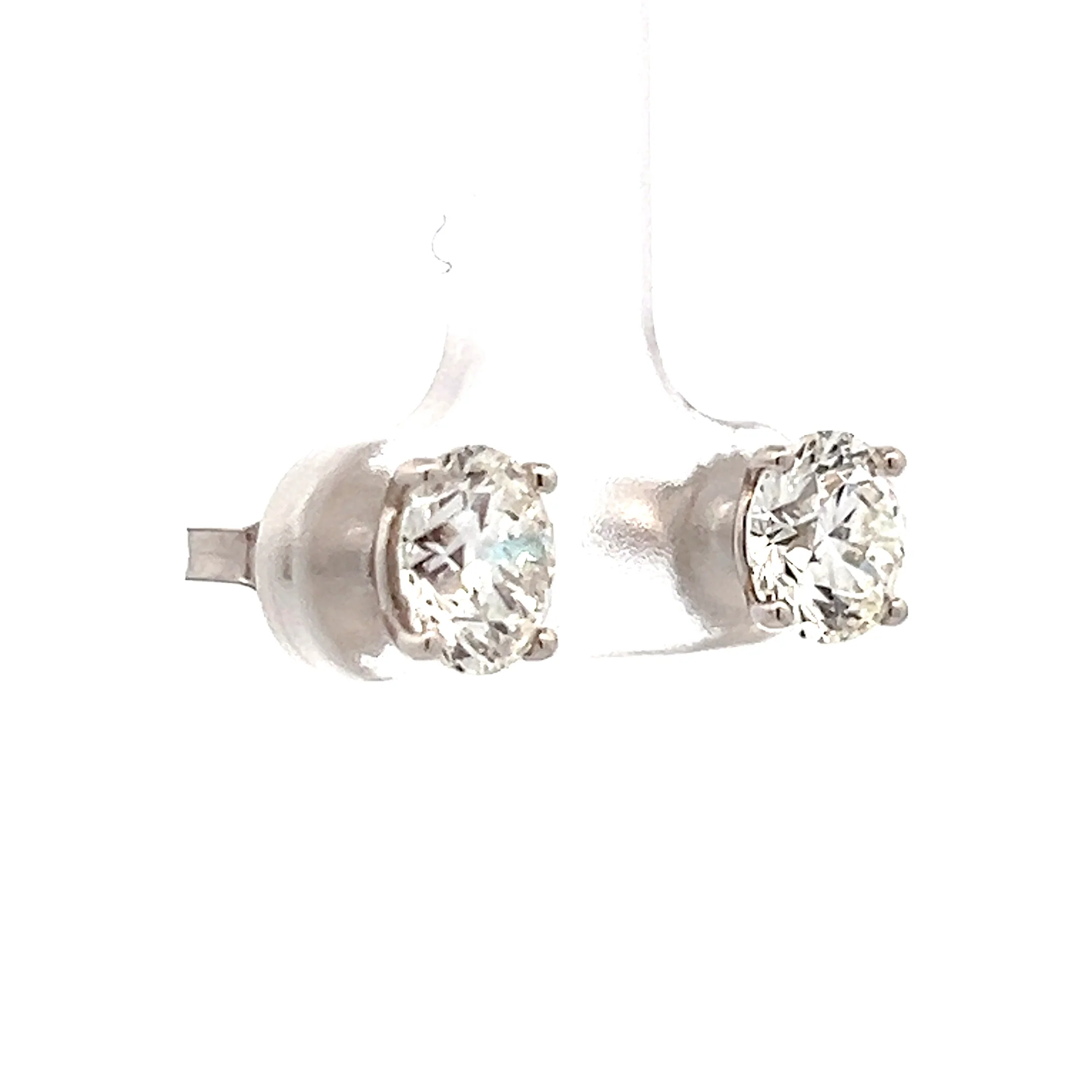 3 Carat Round Diamond Stud Earrings in 18k White Gold - Image 3