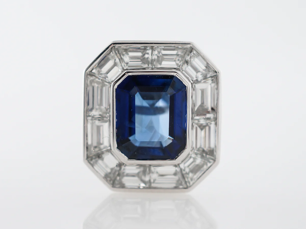 3 Carat Sapphire Earrings w/ Diamonds in Platinum - Image 4