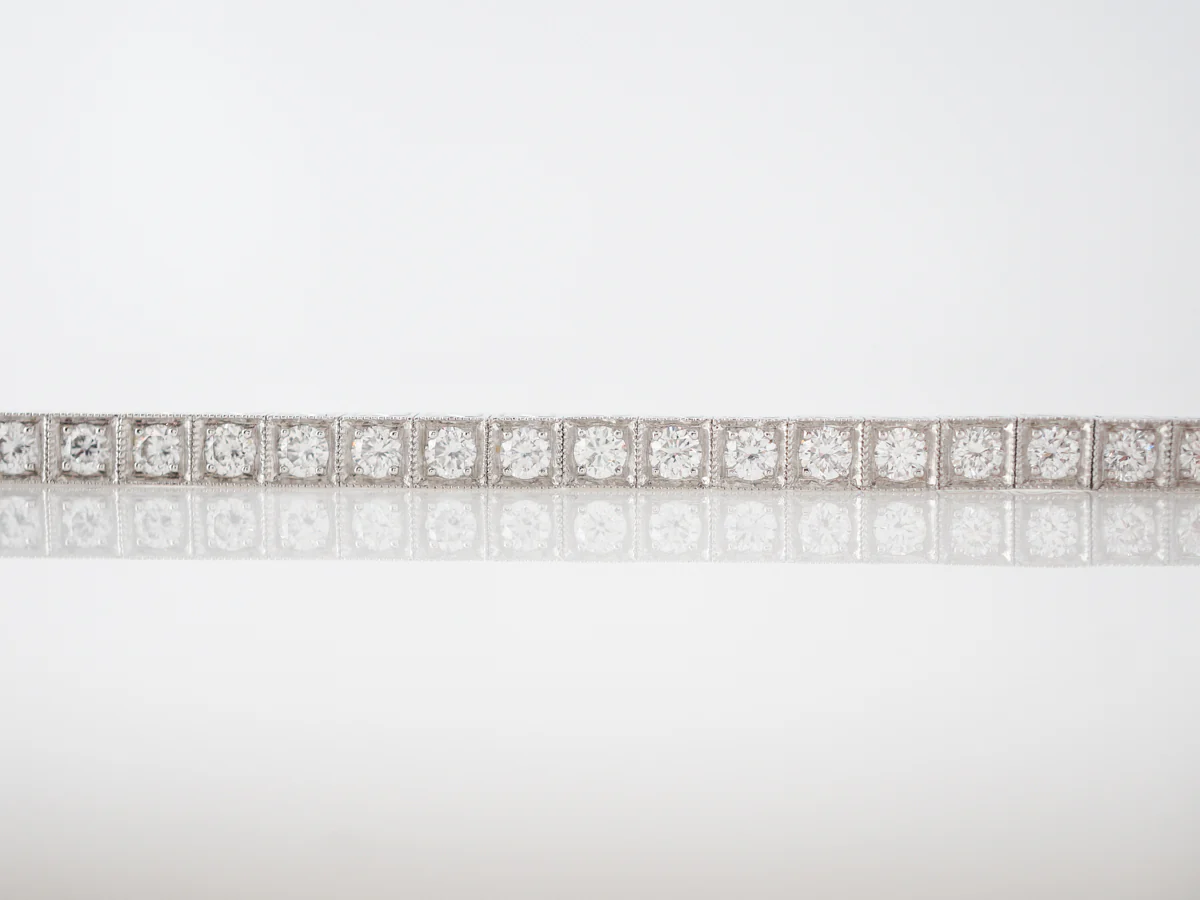 3 Carat Straight Line Diamond Bracelet in Platinum - Image 3