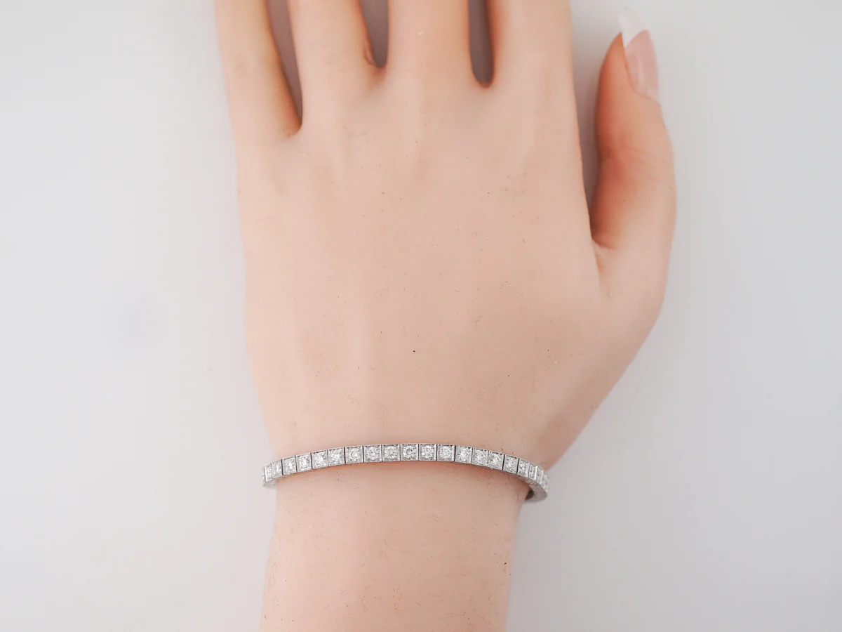 3 Carat Straight Line Diamond Bracelet in Platinum - Image 4