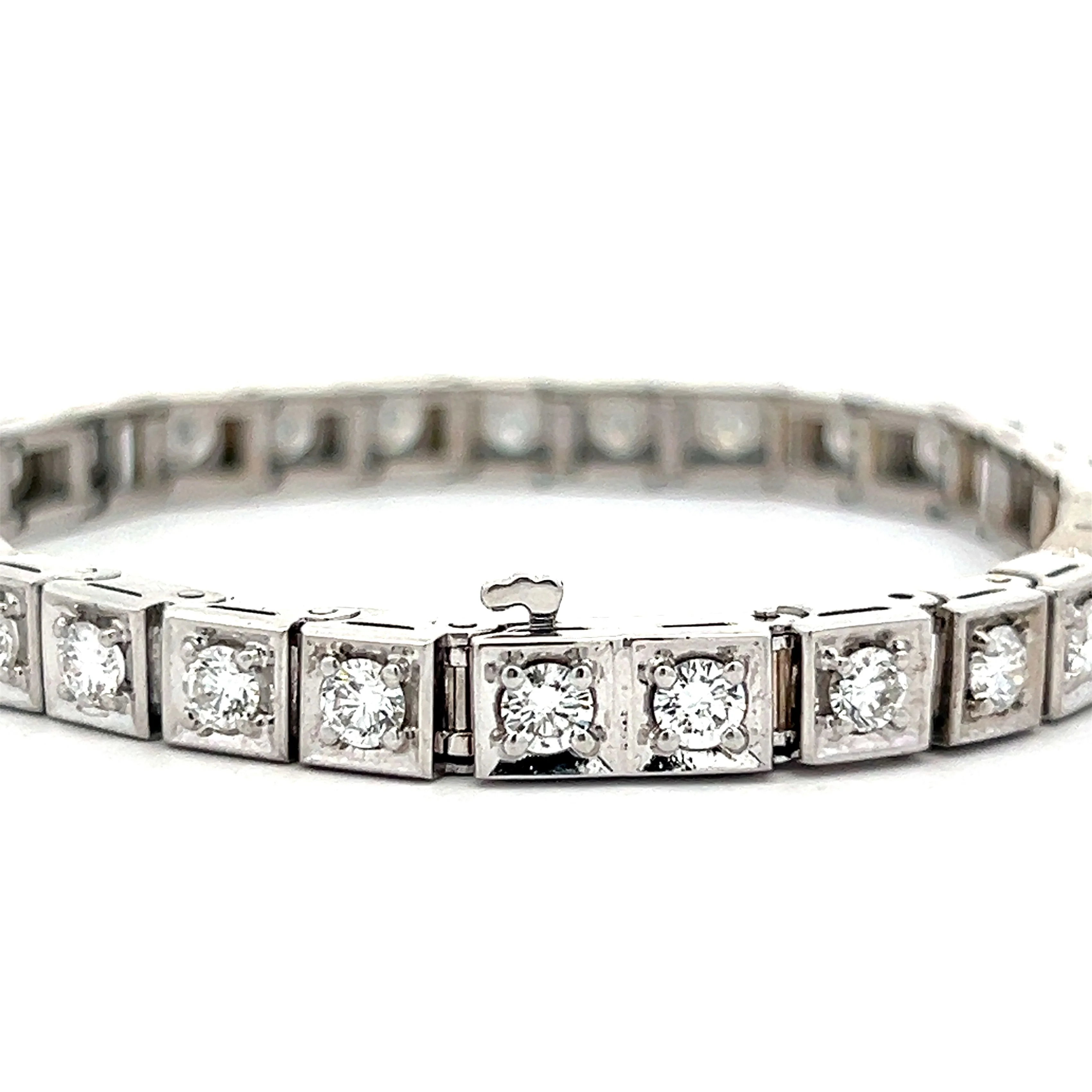 3 Carat Vintage Jabel Diamond Bracelet in 18k White Gold - Image 4