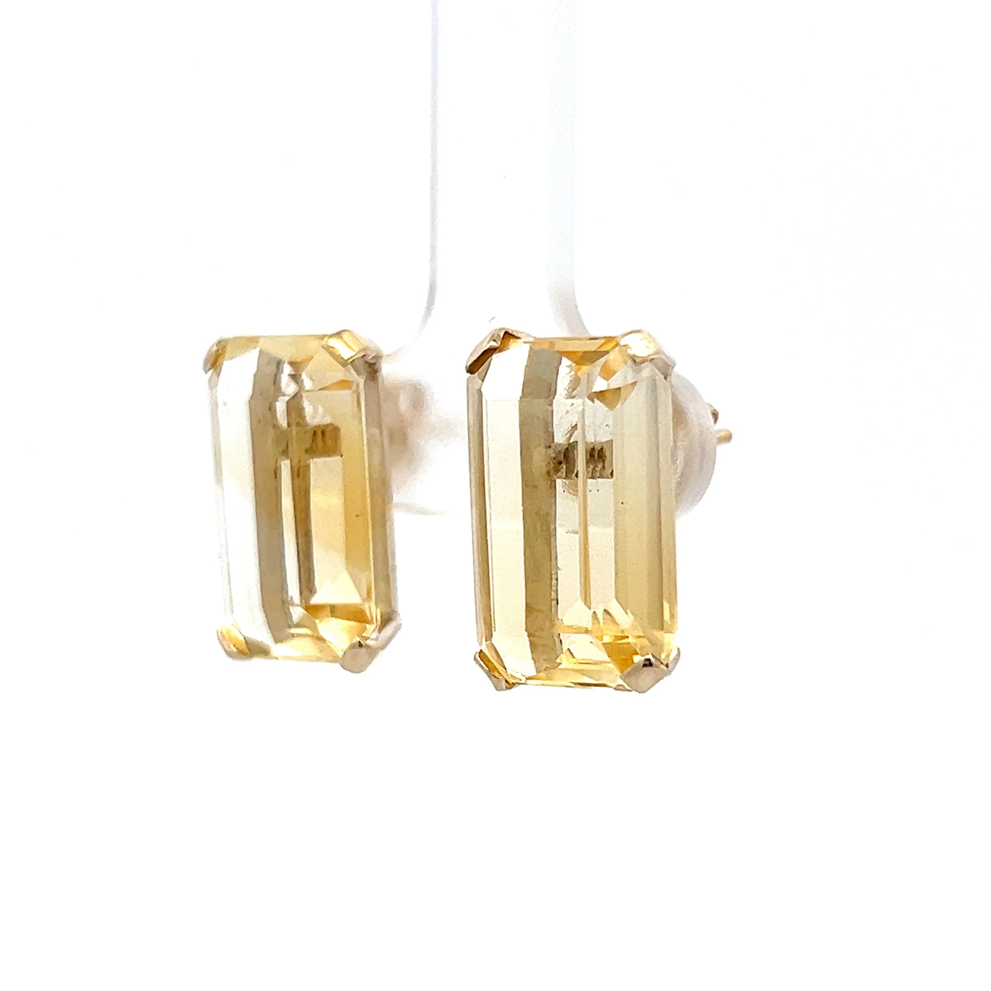 30.40 Emerald Cut Citrine Stud Earrings in 14k - Image 2