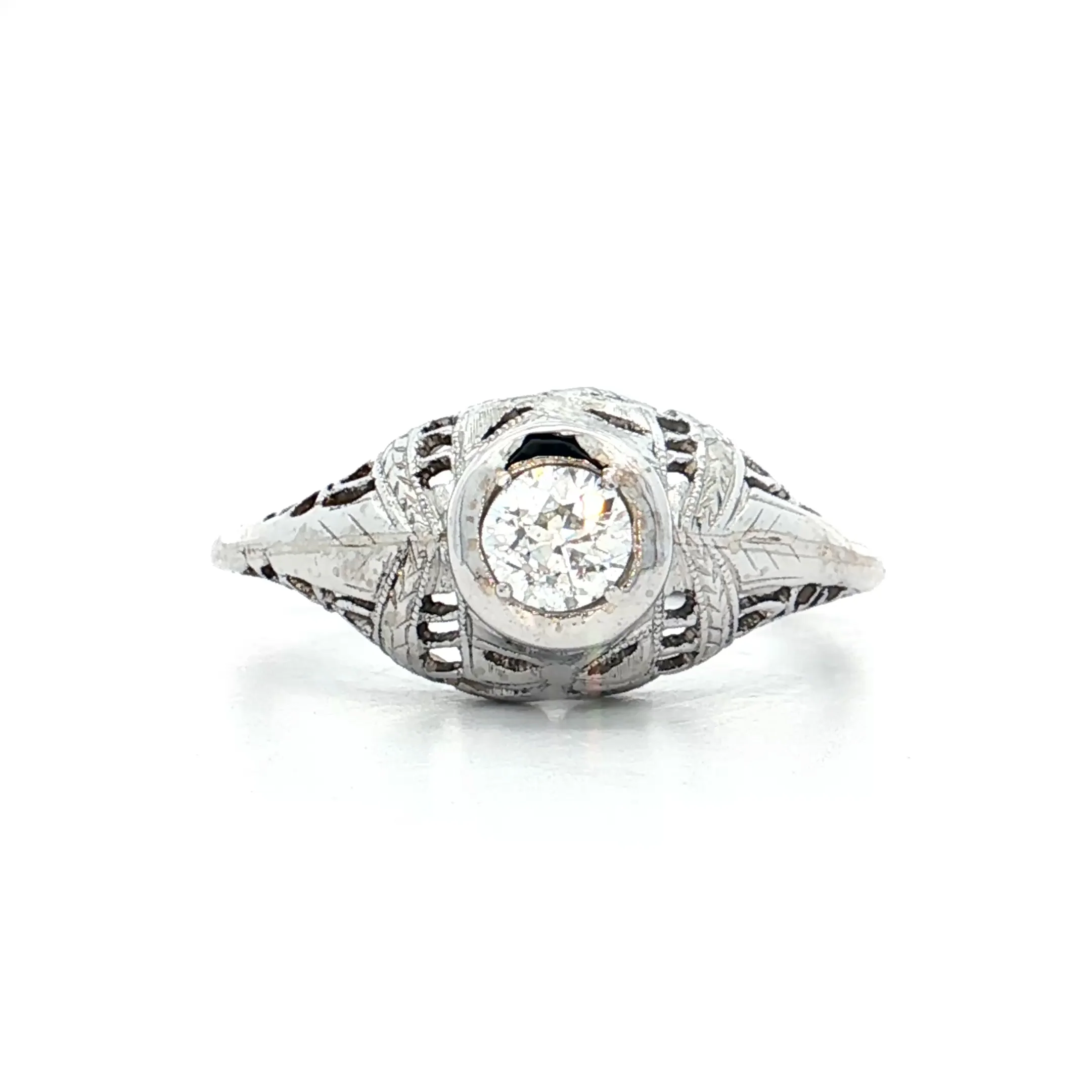 .30 Antique Art Deco Euro Diamond Engagement Ring 18k