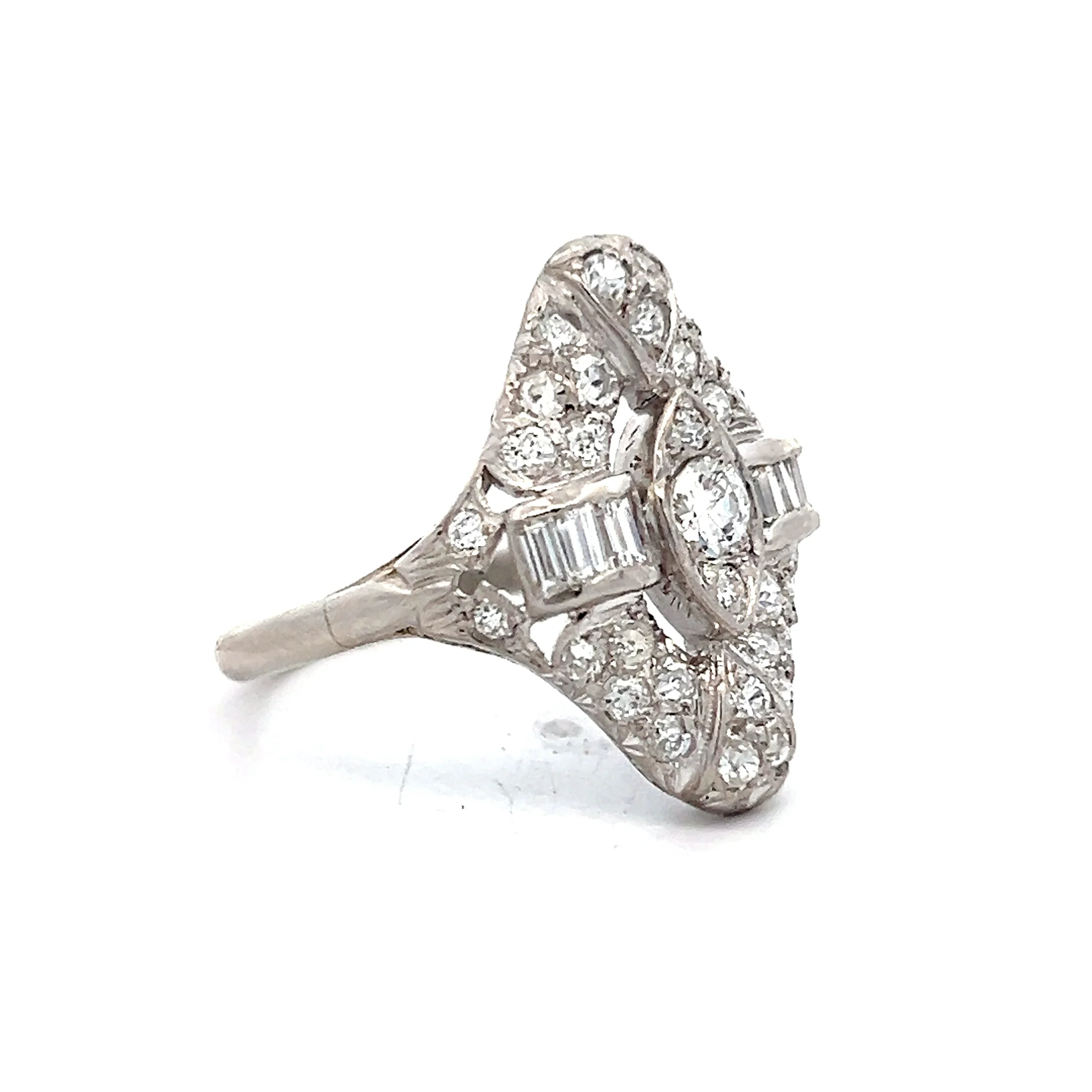 .30 Antique Diamond Deco Dinner Ring in 14k White Gold - Image 3