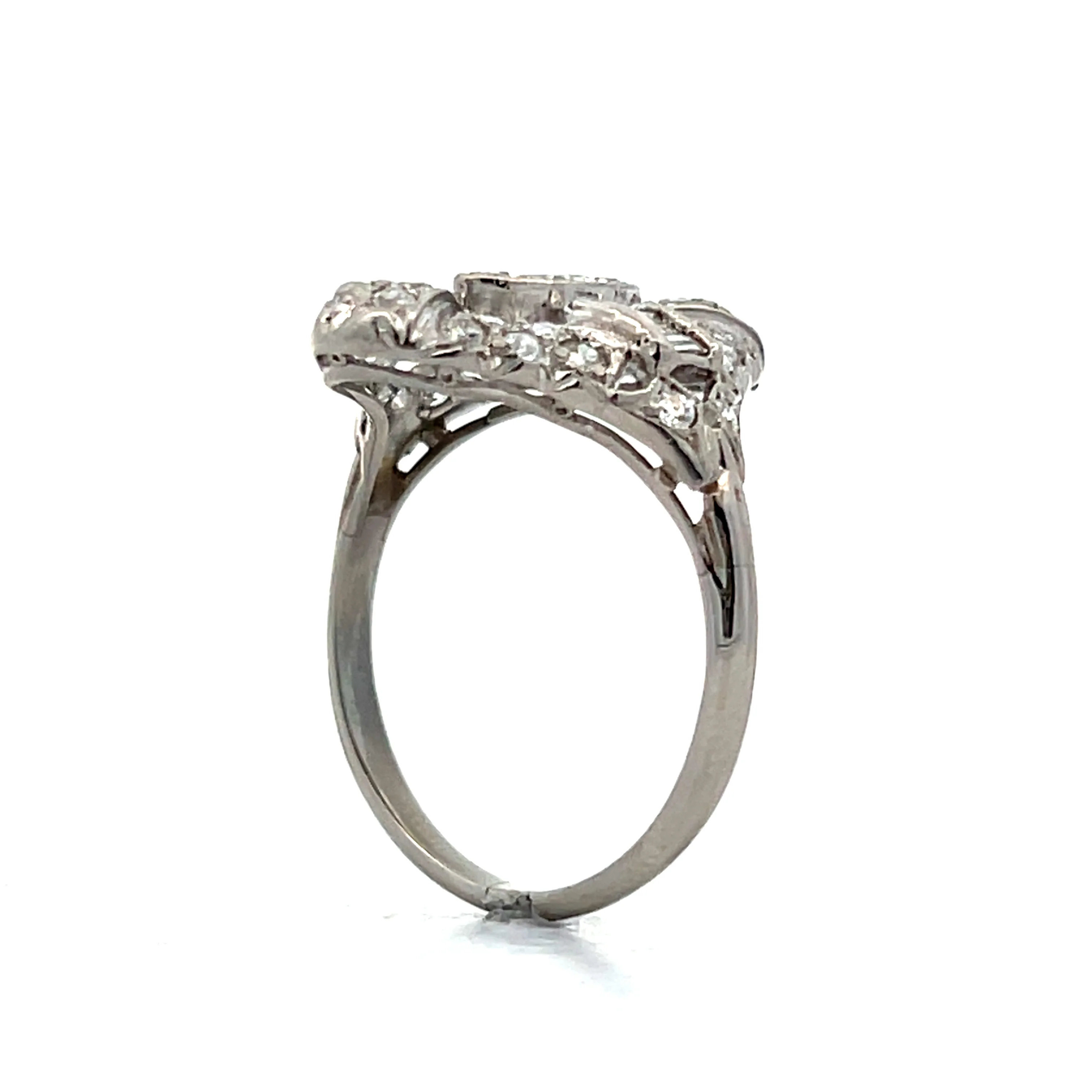 .30 Antique Diamond Deco Dinner Ring in 14k White Gold - Image 4