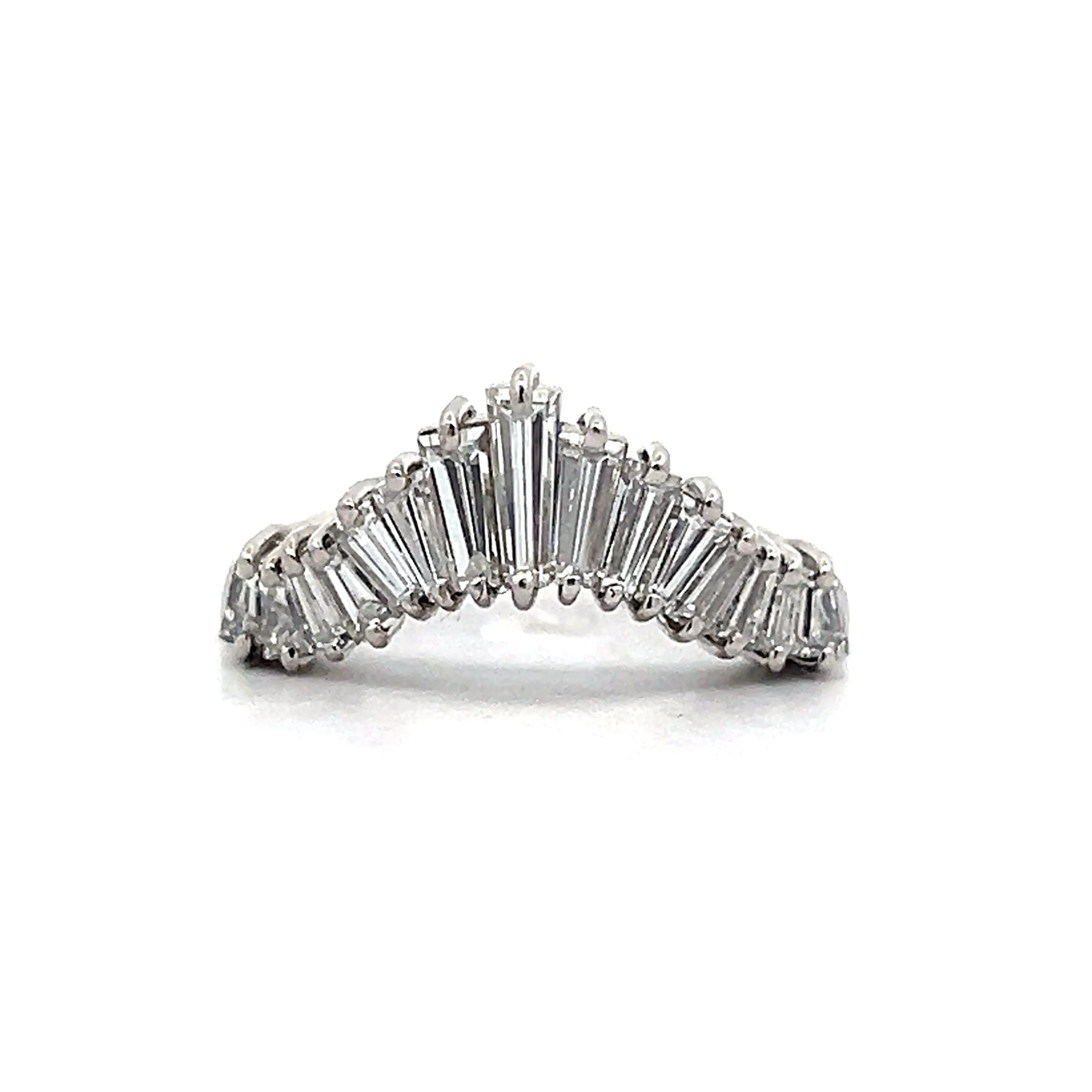 1.23 Baguette Diamond Tiara Wedding Band in Platinum
