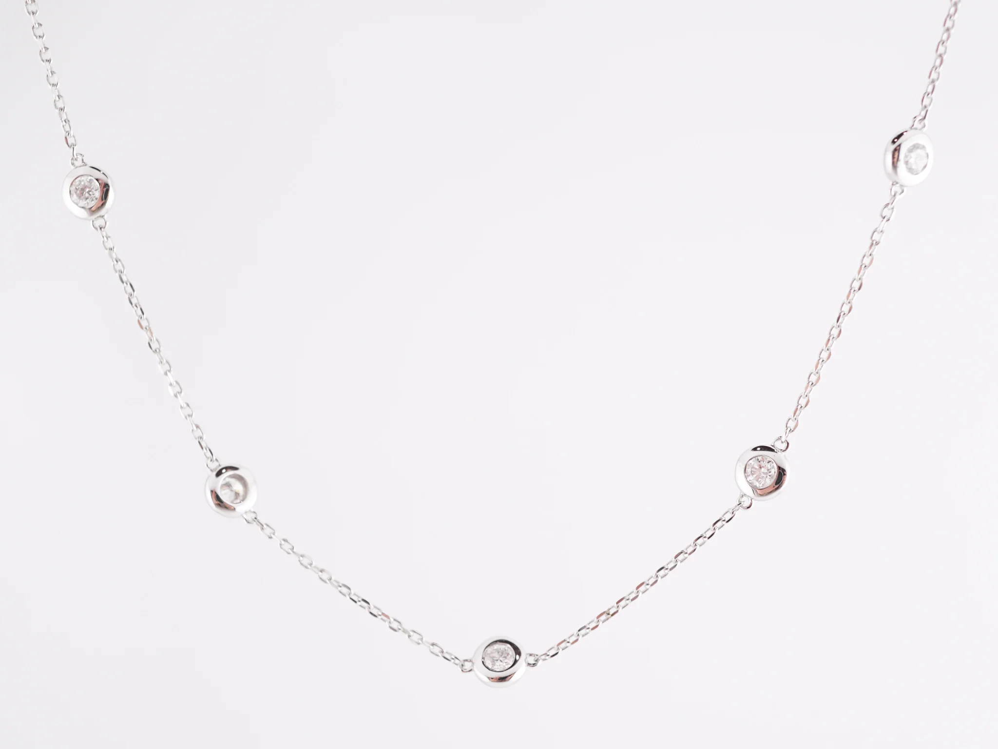 .30 Bezel Set Diamond Necklace in 14K White Gold