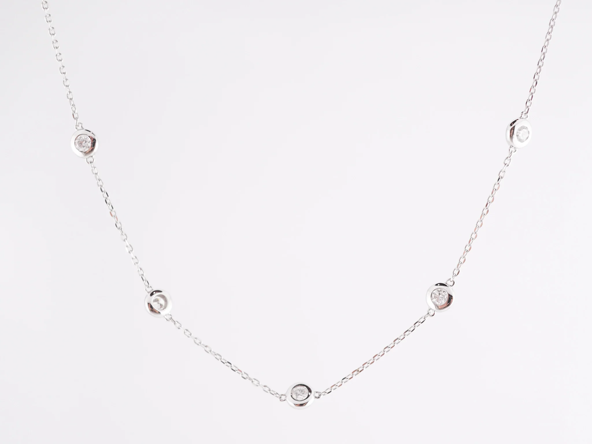 .30 Bezel Set Diamond Necklace in 14K White Gold - Image 3