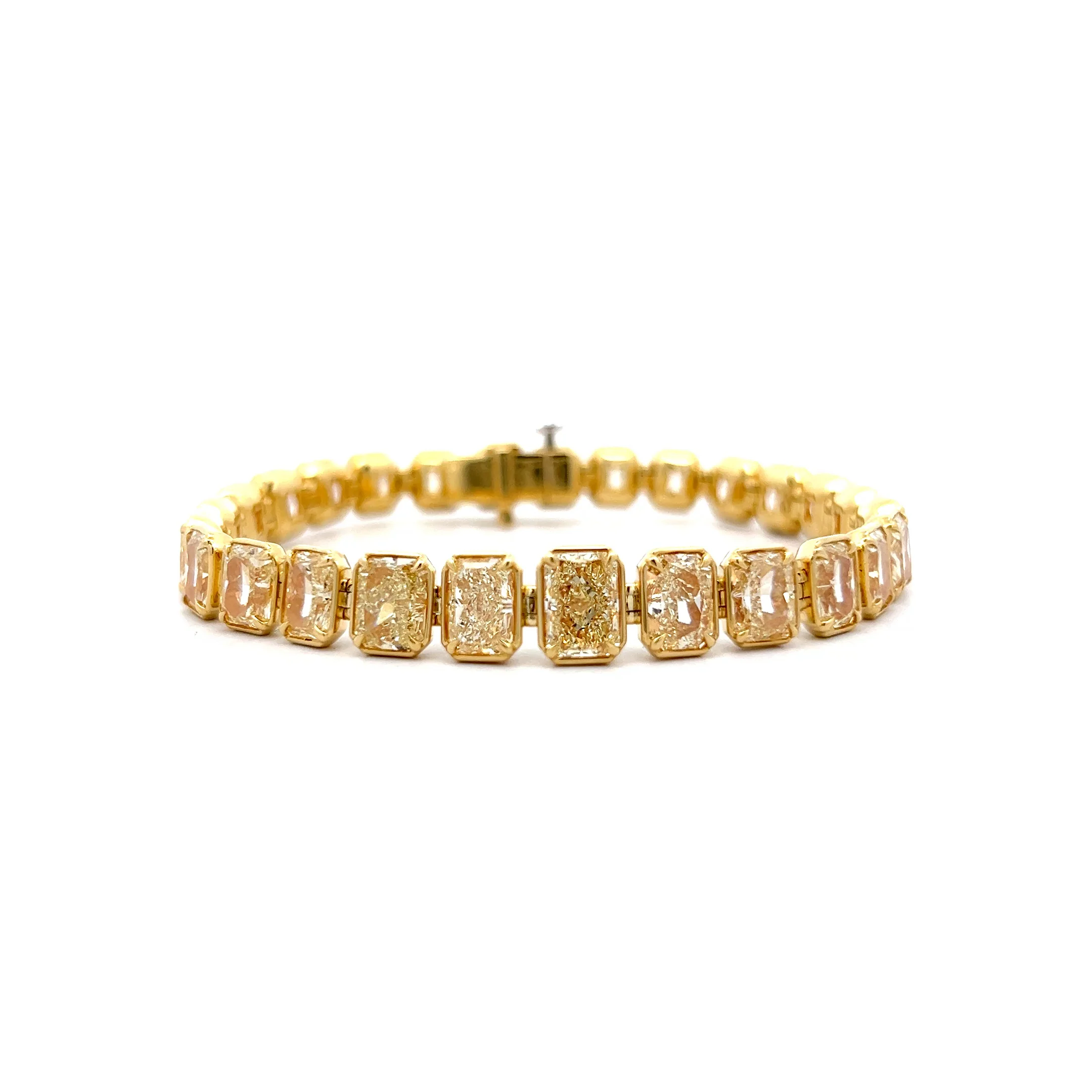 30 Carat Radiant Cut Diamond Tennis Bracelet in 18k