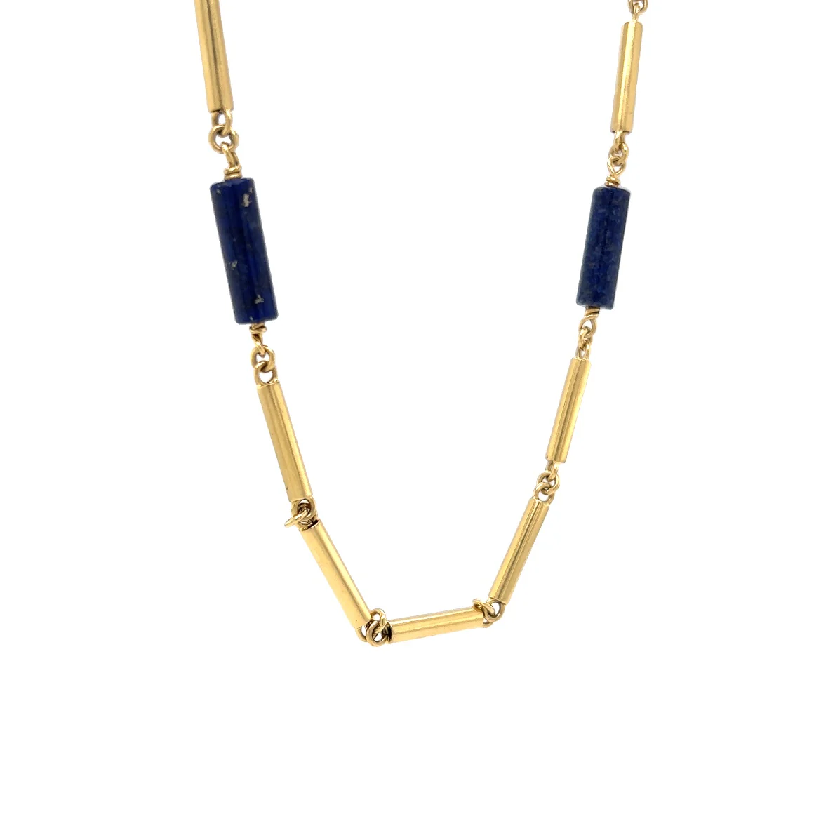30 Inch Lapis Lazuli Chain Necklace in 18k Yellow Gold - Image 2