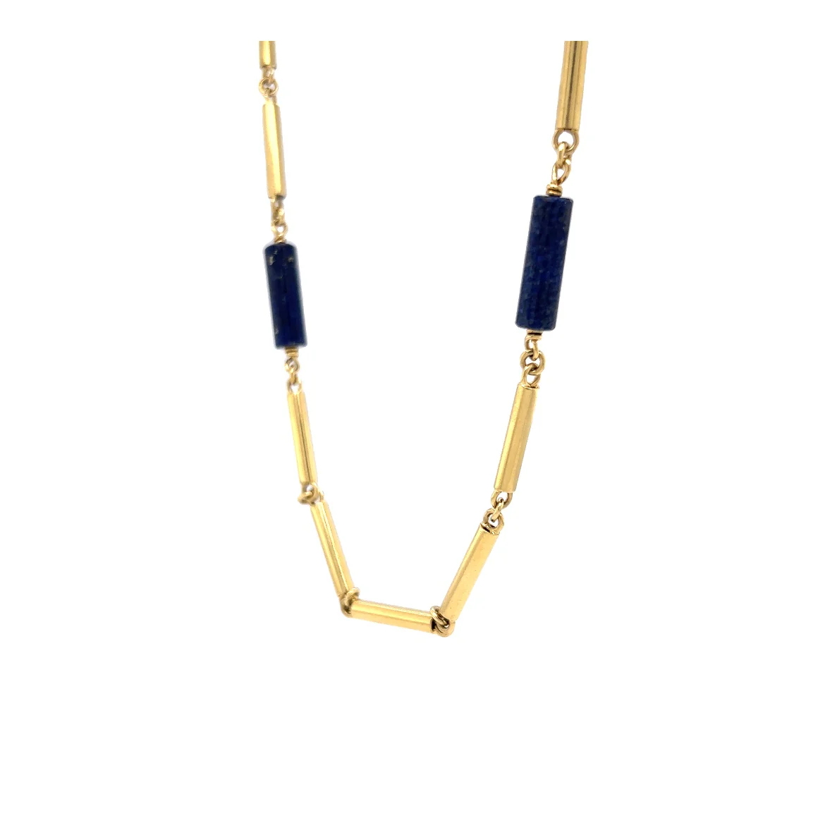 30 Inch Lapis Lazuli Chain Necklace in 18k Yellow Gold - Image 3