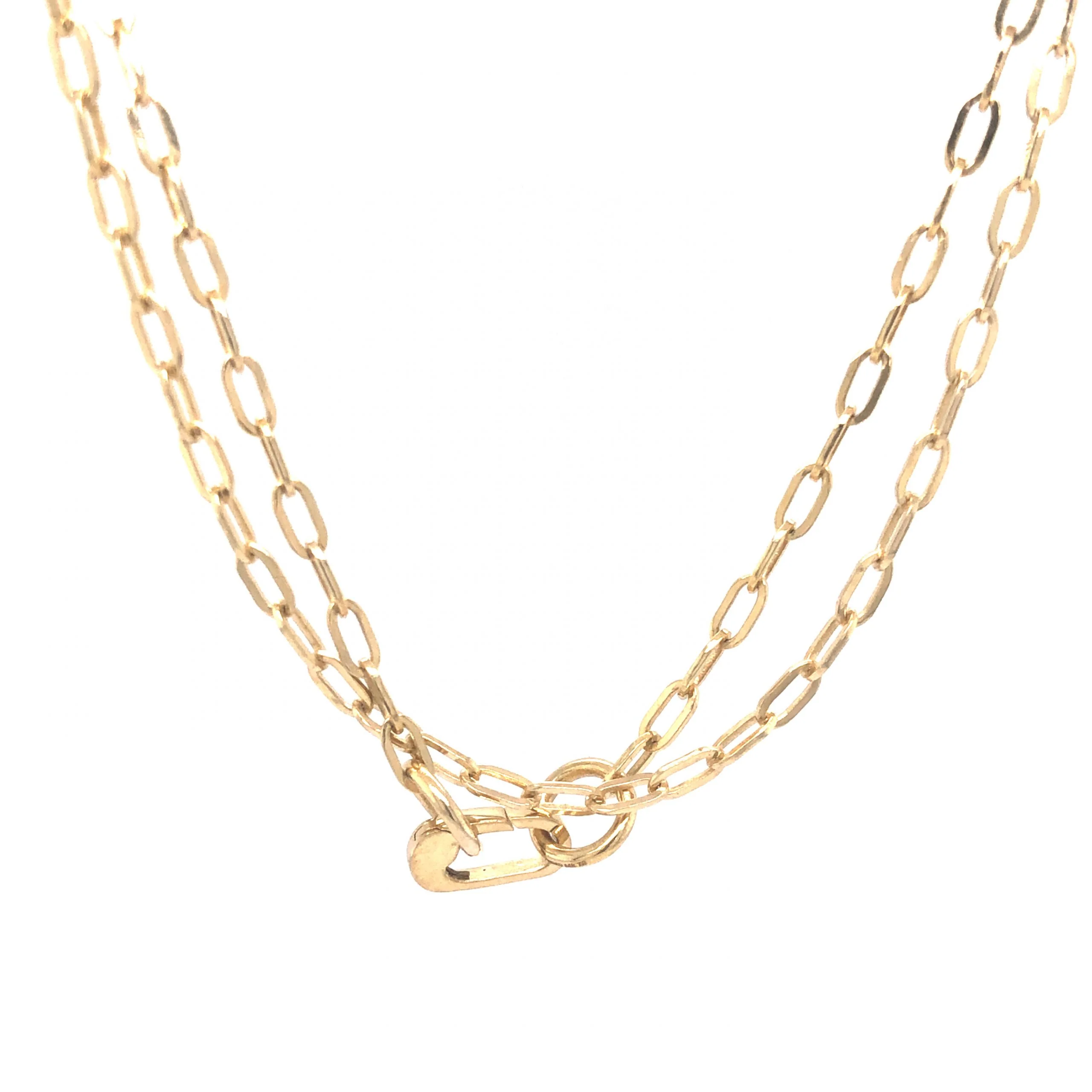 30 Inch Paperclip Chain Necklace in 14k Yellow Gold