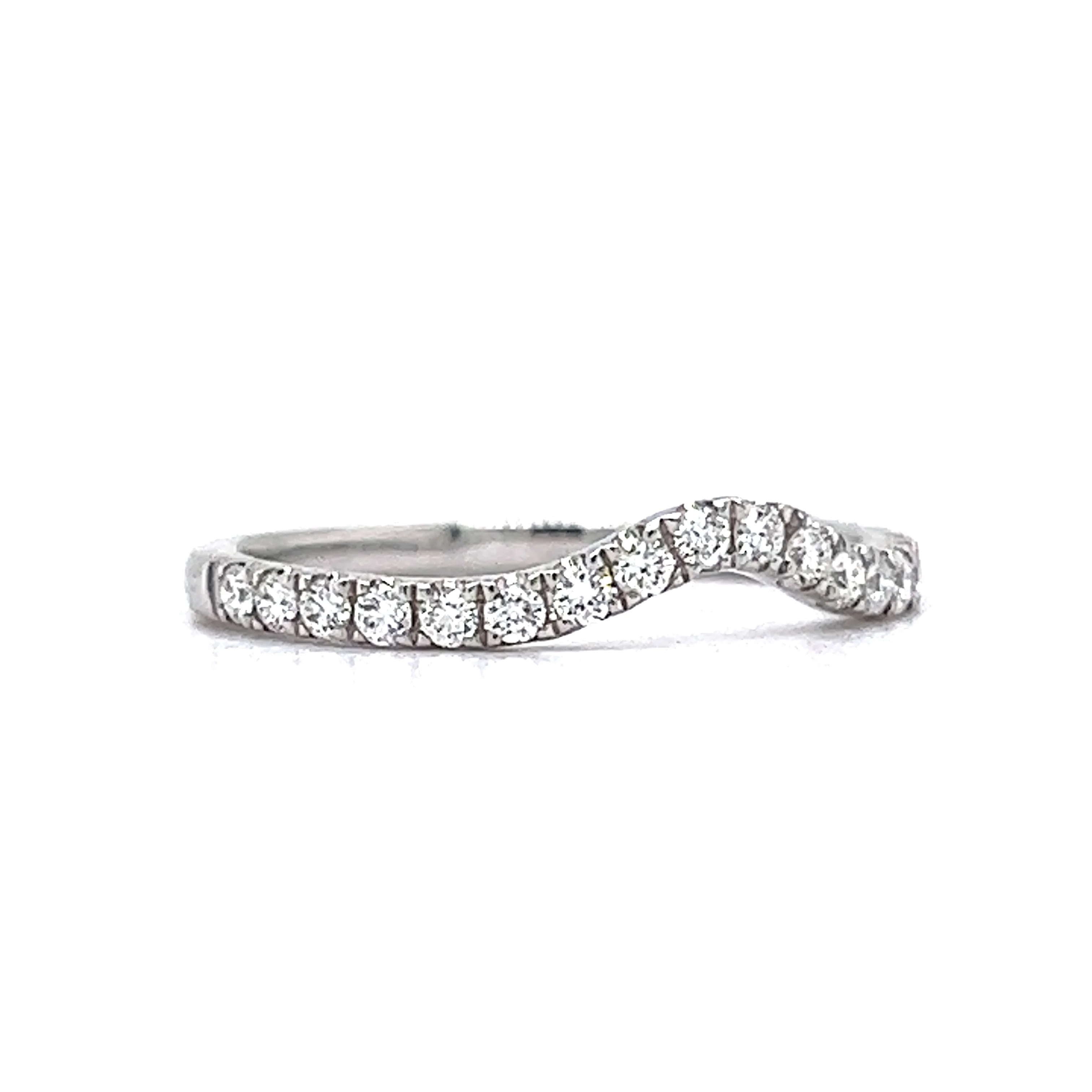 .30 Modern Contoured Diamond Wedding Band in 14k White Gold - Image 3