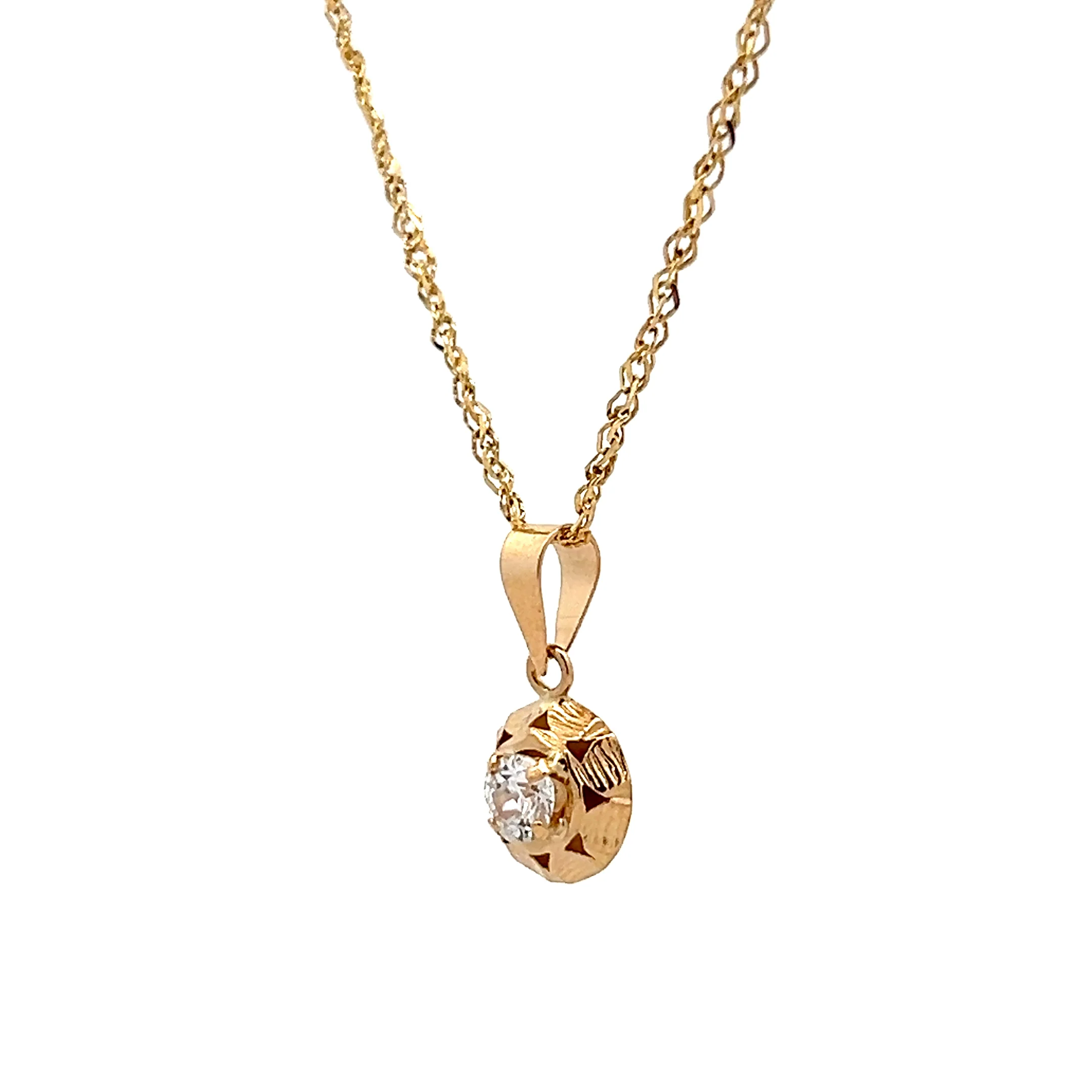 .30 Old European Diamond Pendant Necklace 14k - Image 2