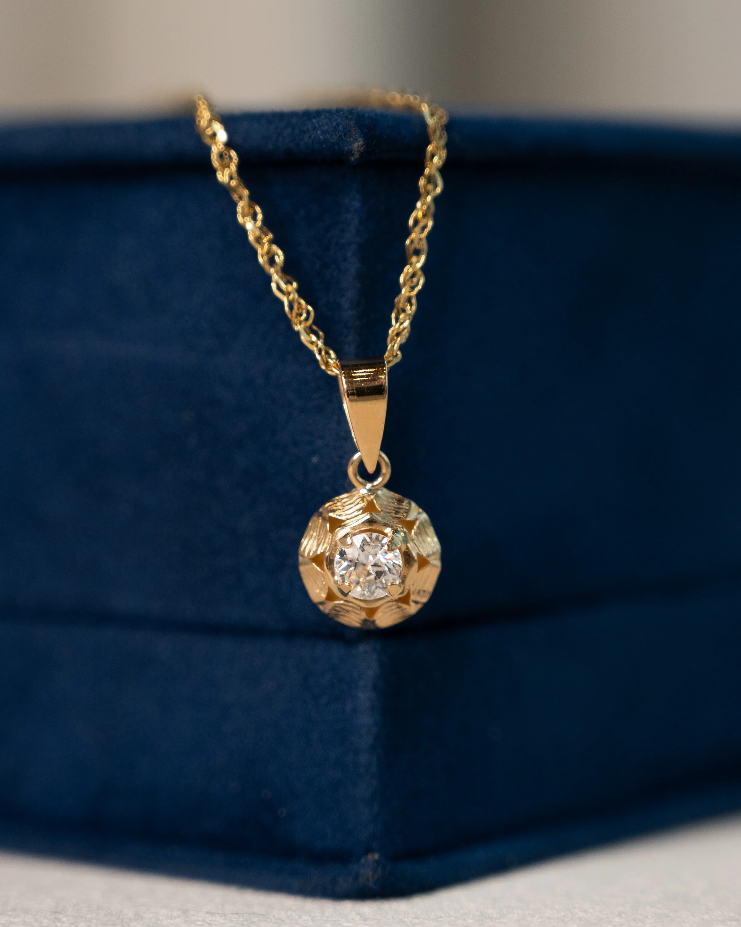 .30 Old European Diamond Pendant Necklace 14k - Image 6