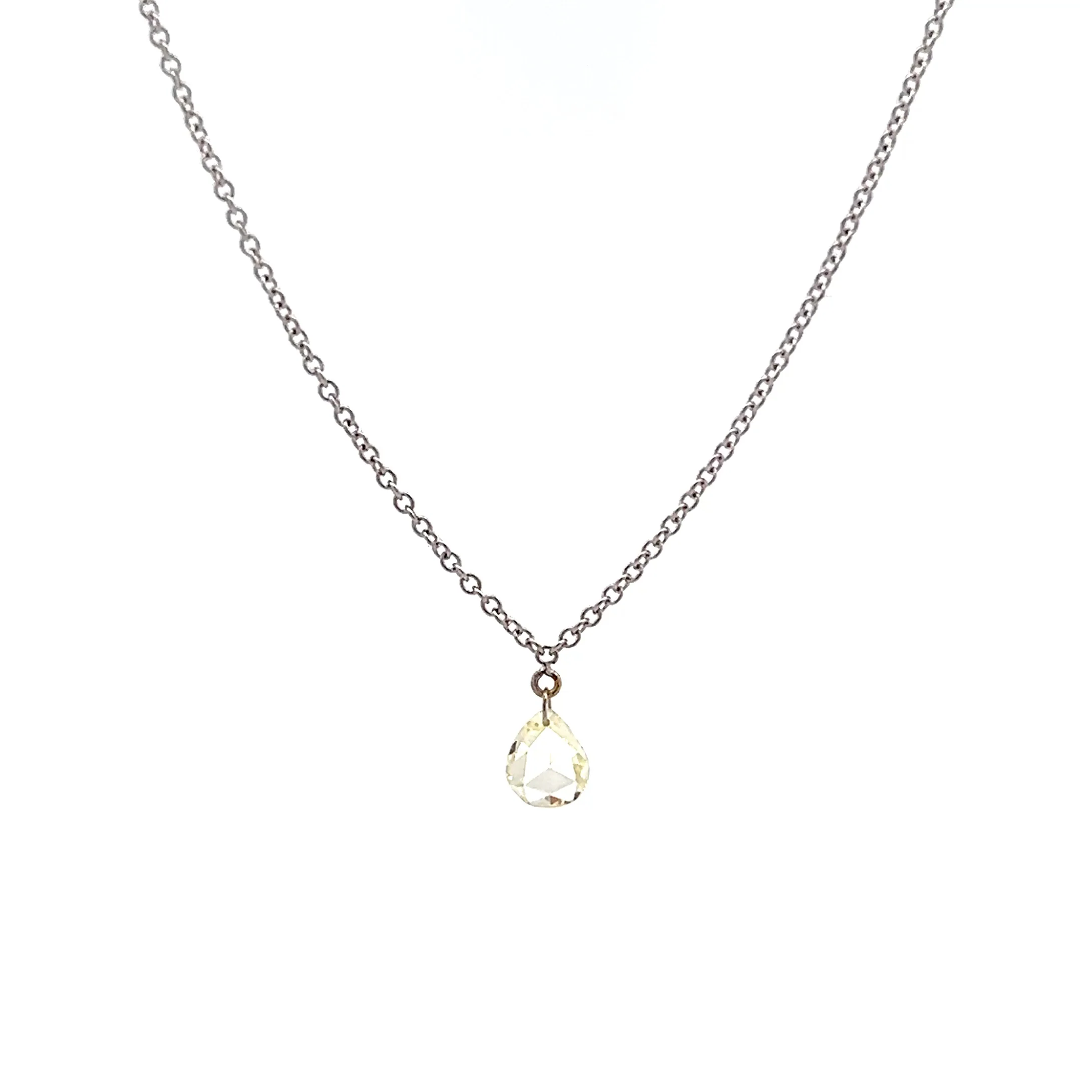 .30 Pear Rose Diamond Pendant Necklace in 14k
