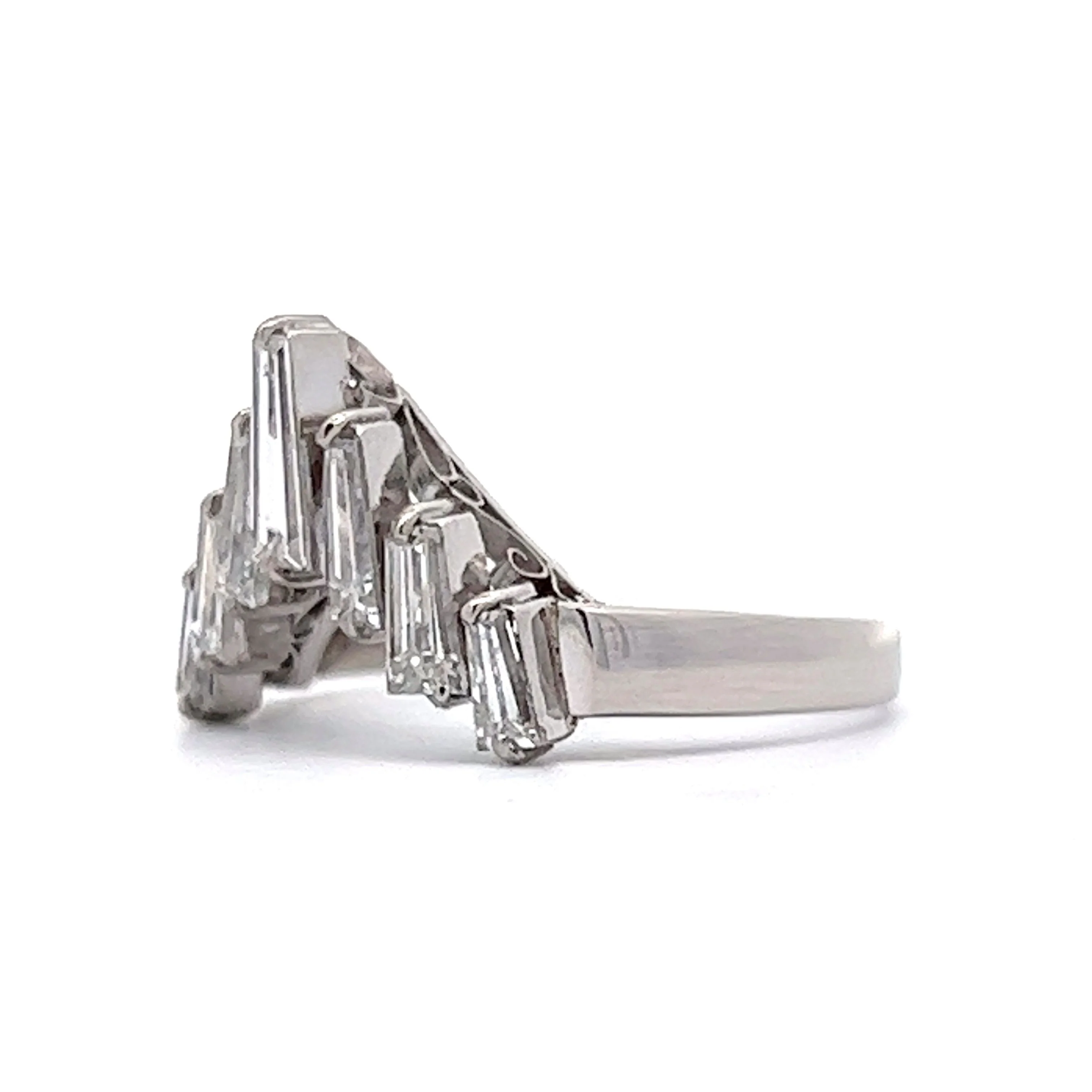 Baguette Diamond Tiara Wedding Band in Platinum - Image 2
