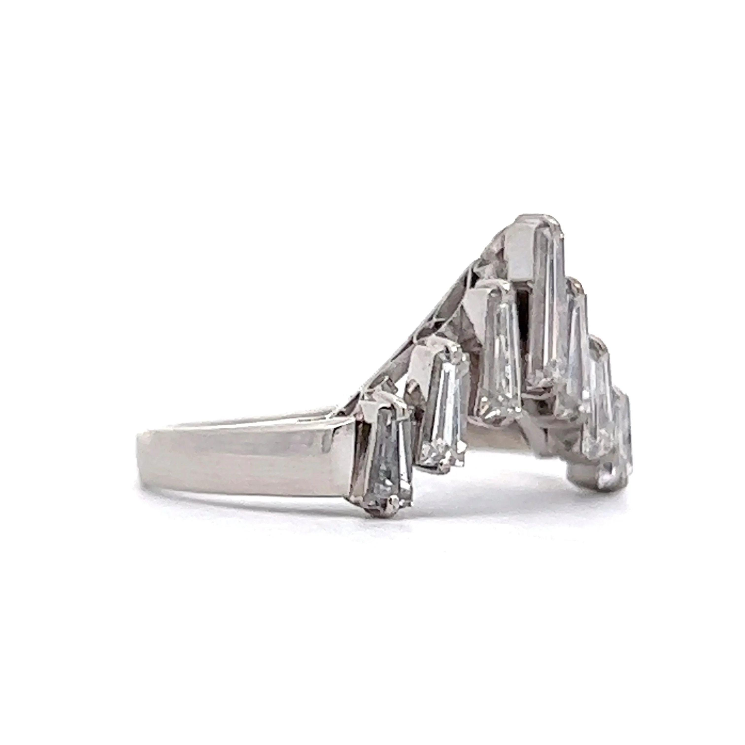 Baguette Diamond Tiara Wedding Band in Platinum - Image 3