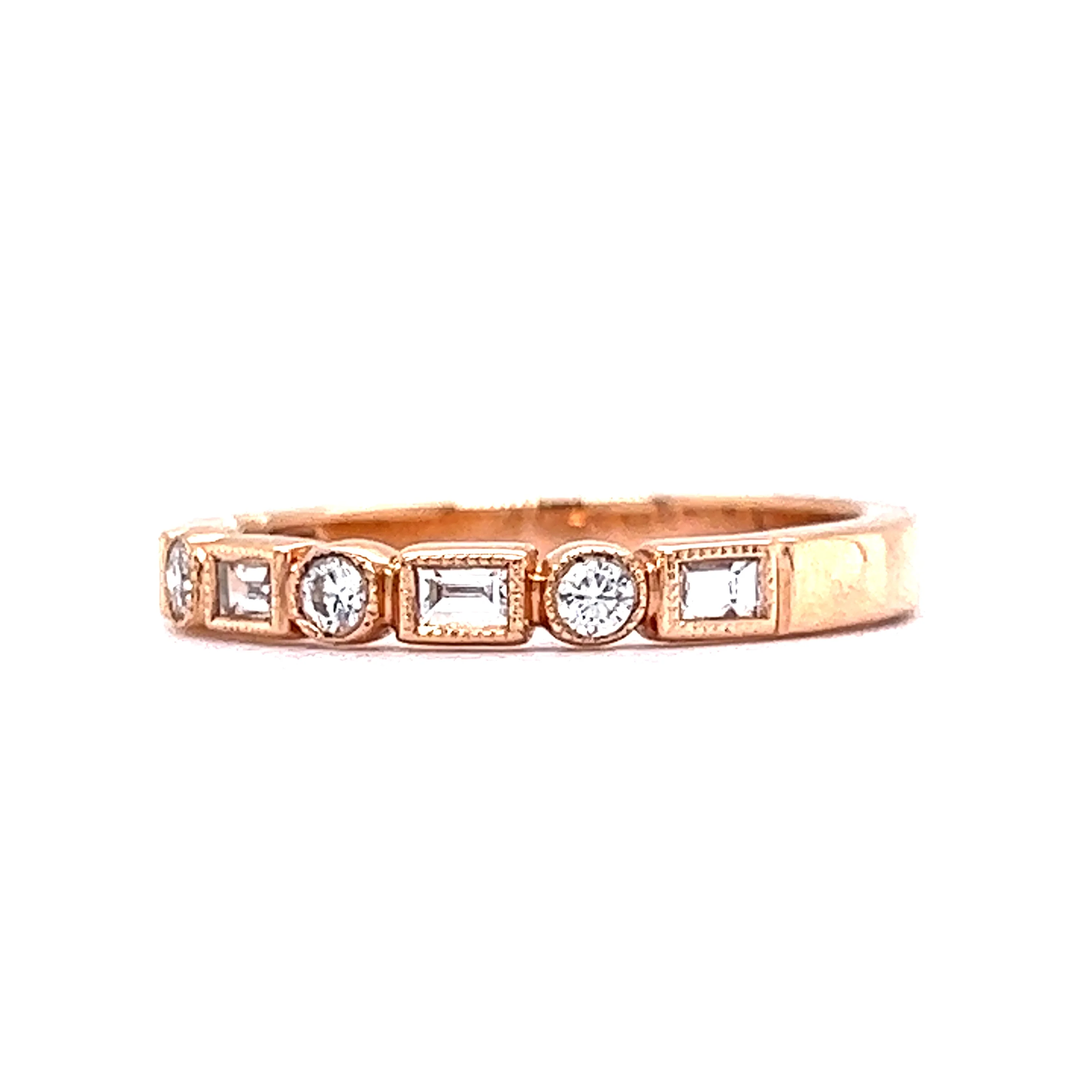 .30 Round & Baguette Diamond Wedding Band in Rose Gold - Image 2