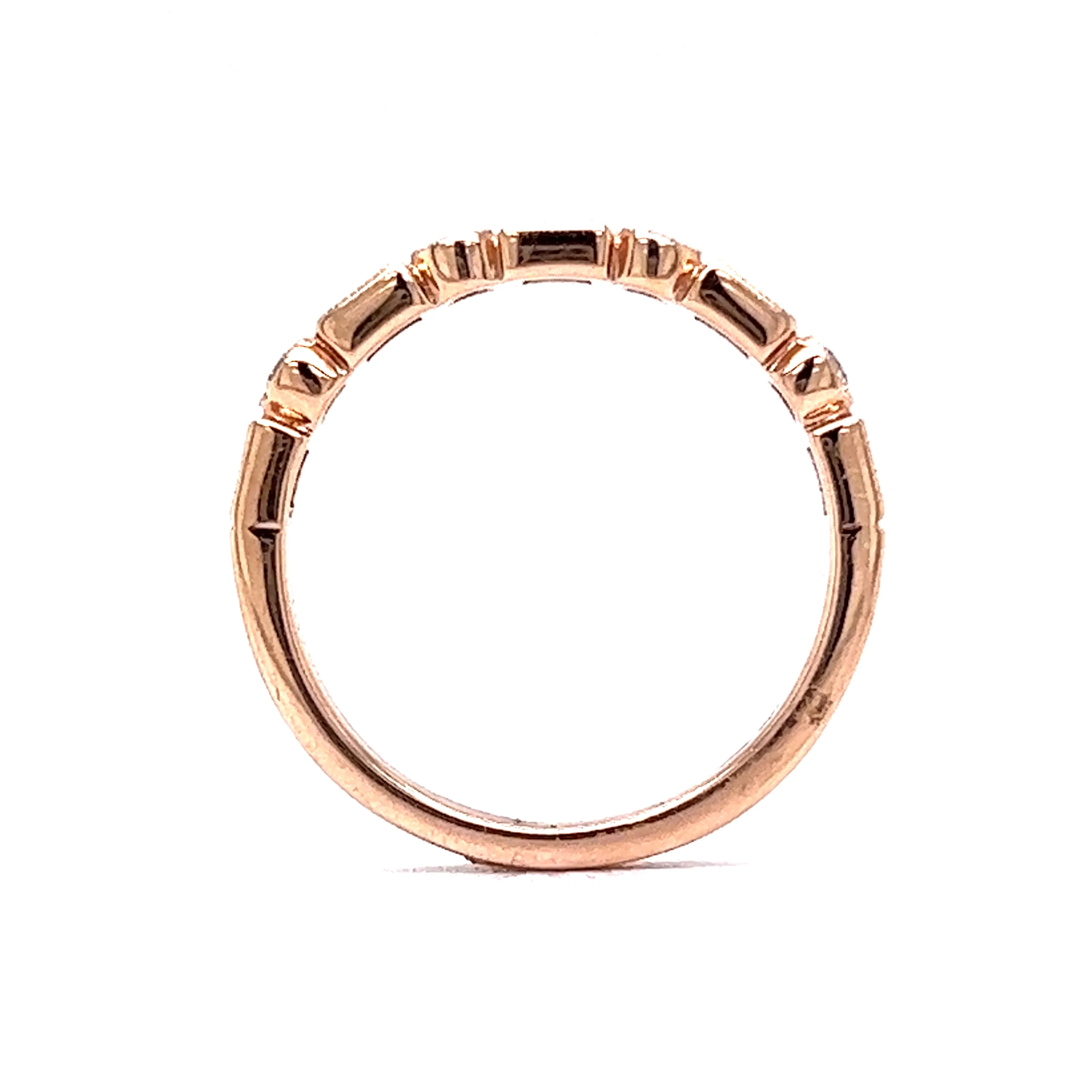 .30 Round & Baguette Diamond Wedding Band in Rose Gold - Image 4