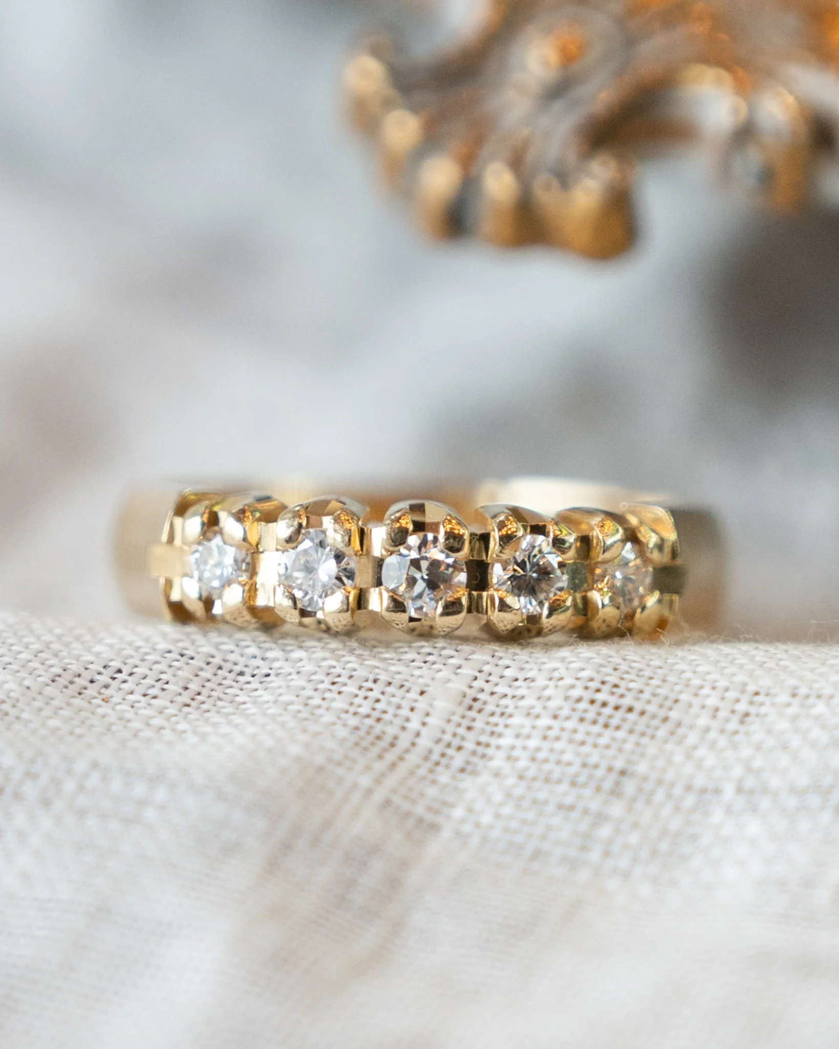 .30 Round Brilliant Diamond 5 Stone Band in 14k - Image 6