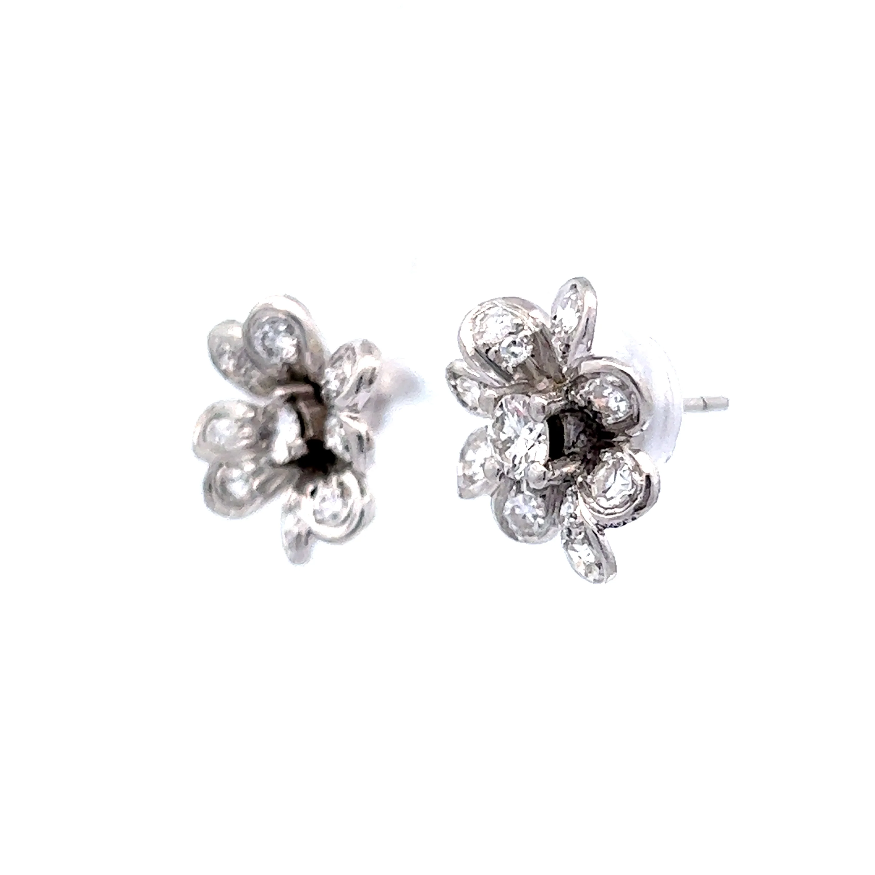.80 Floral Stud Earrings in 14k White Gold - Image 2