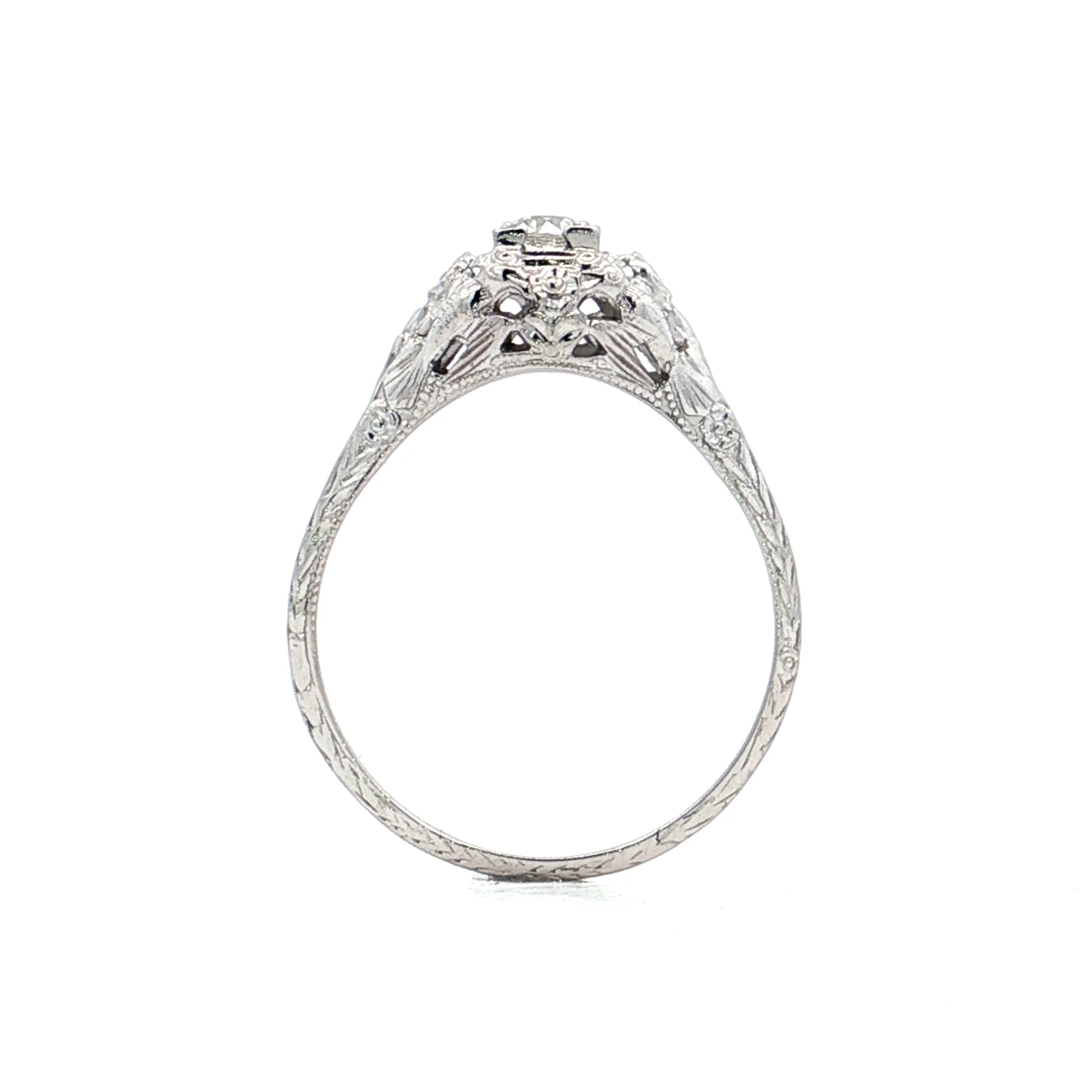 .30 Vintage Deco Diamond Engagement Ring 18k - Image 4