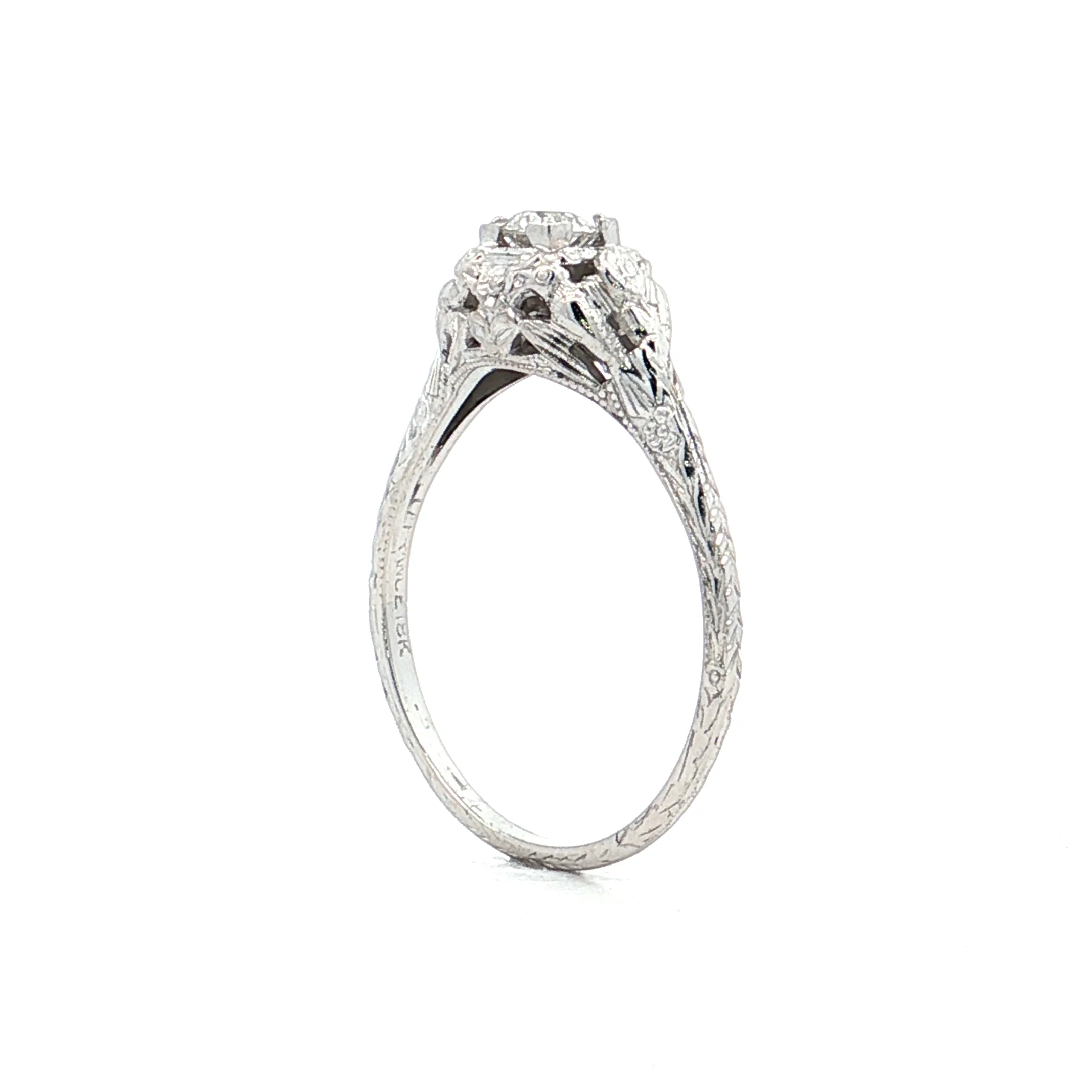 .30 Vintage Deco Diamond Engagement Ring 18k - Image 5