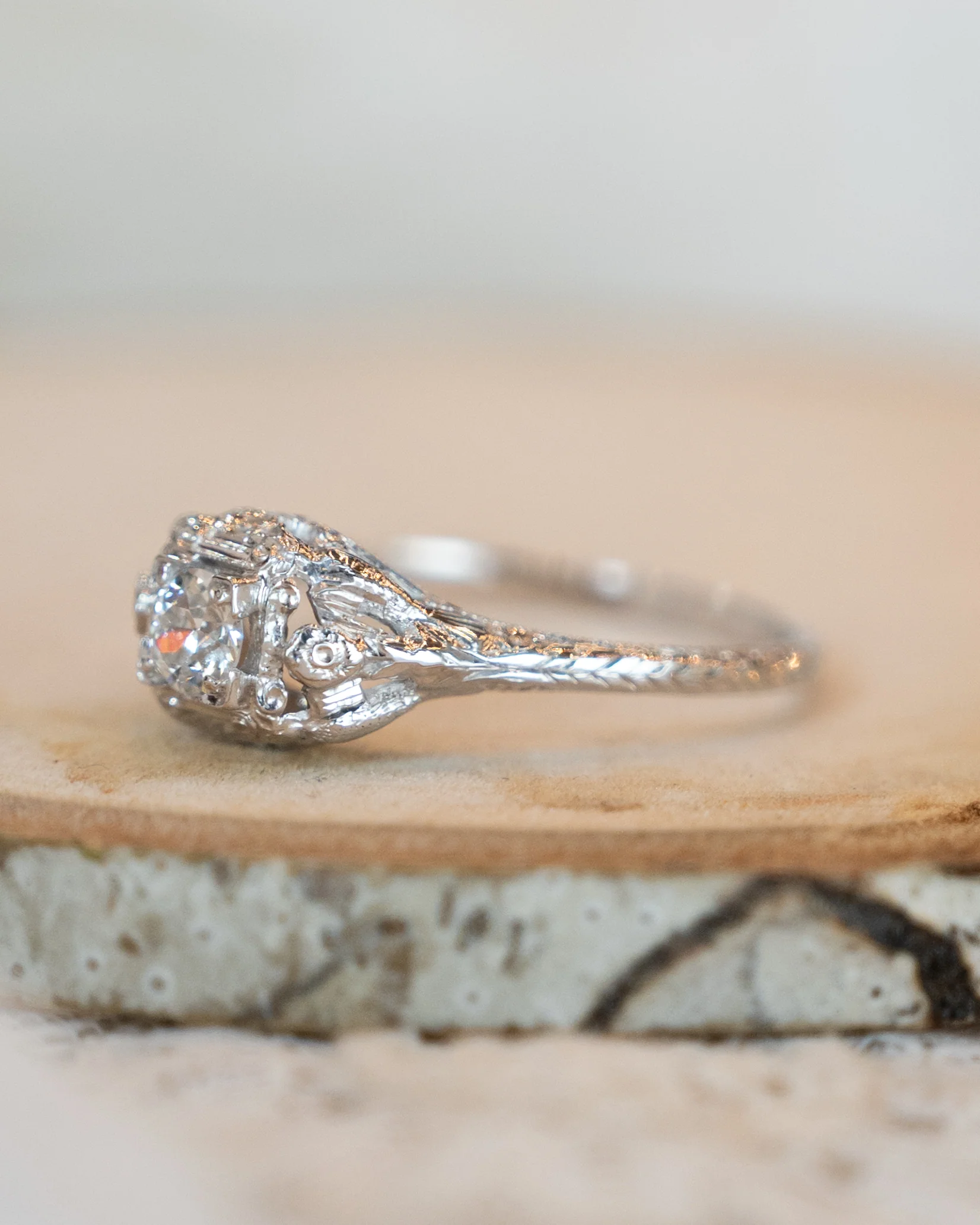 .30 Vintage Deco Diamond Engagement Ring 18k - Image 7
