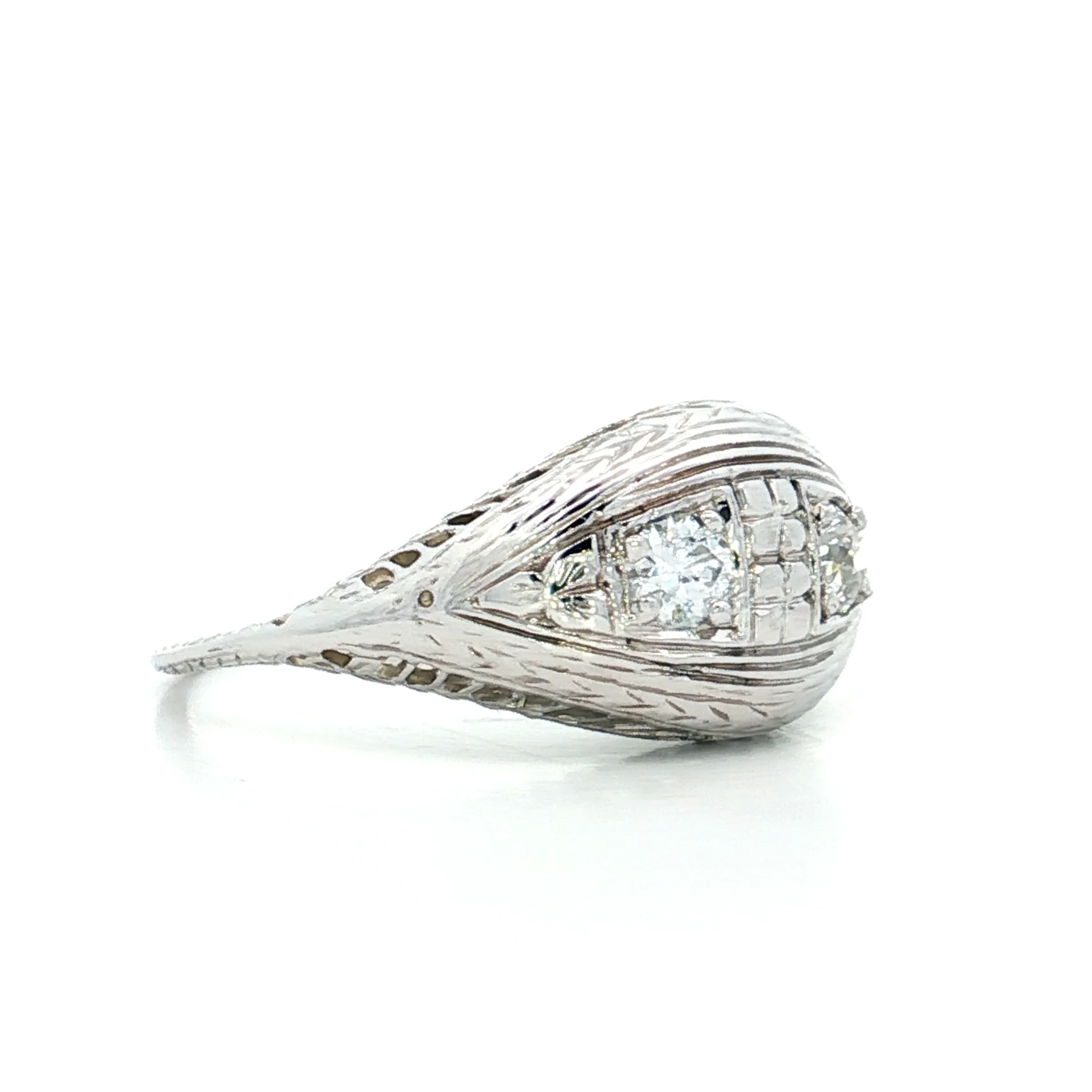 .30 Vintage Deco Two-Stone Engagement Ring 18k - Image 3