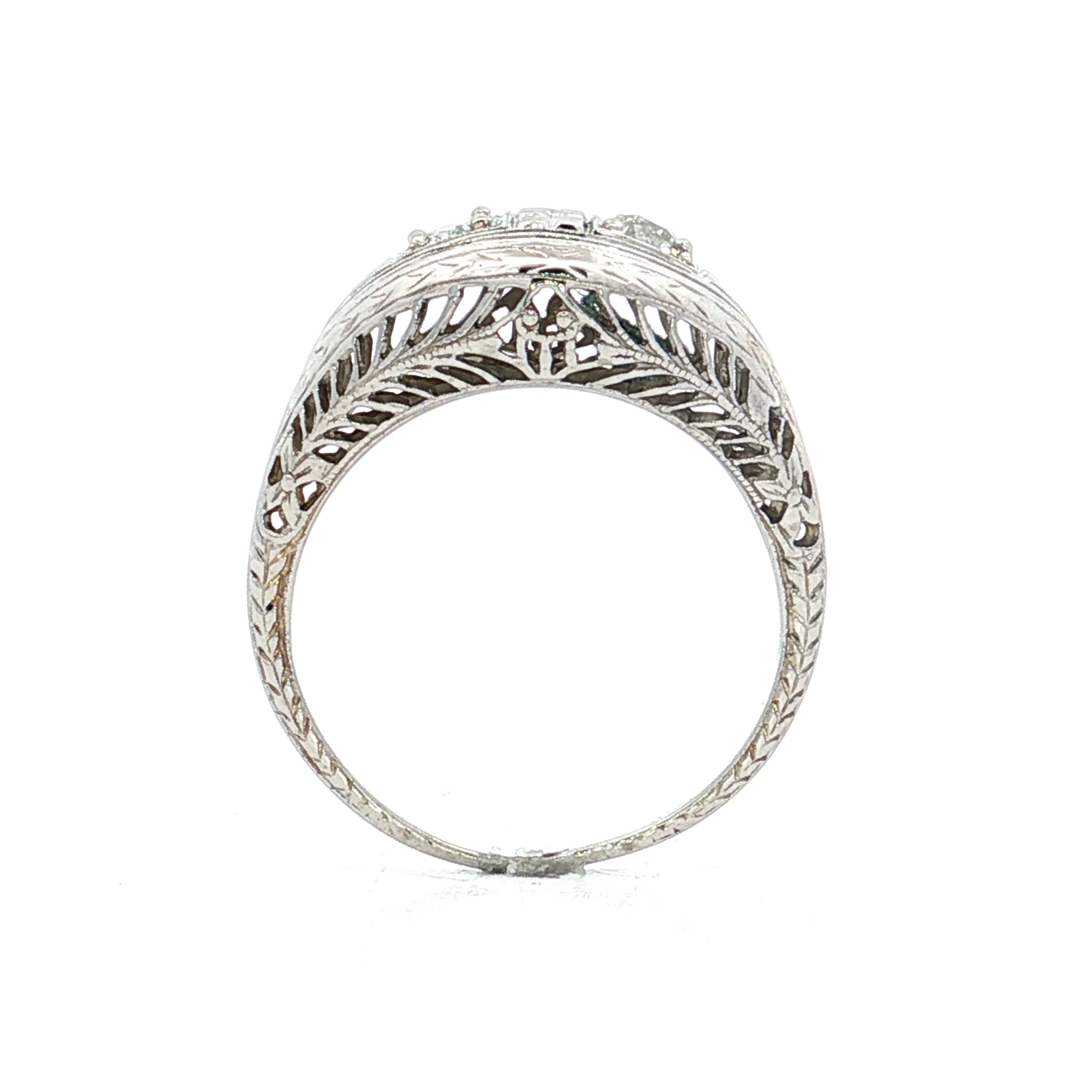 .30 Vintage Deco Two-Stone Engagement Ring 18k - Image 5