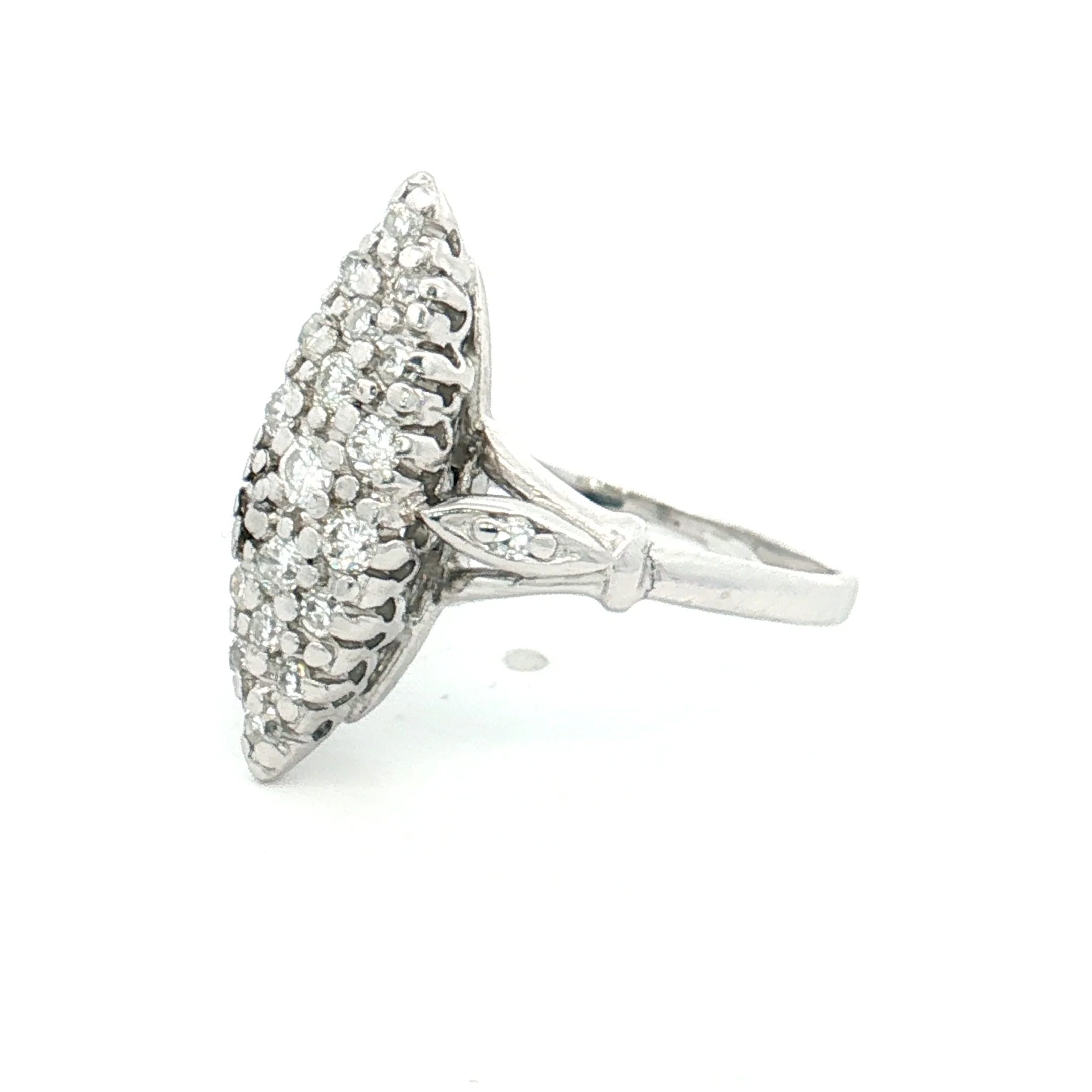 .30 Vintage Diamond Navette Cocktail Ring 14k - Image 2