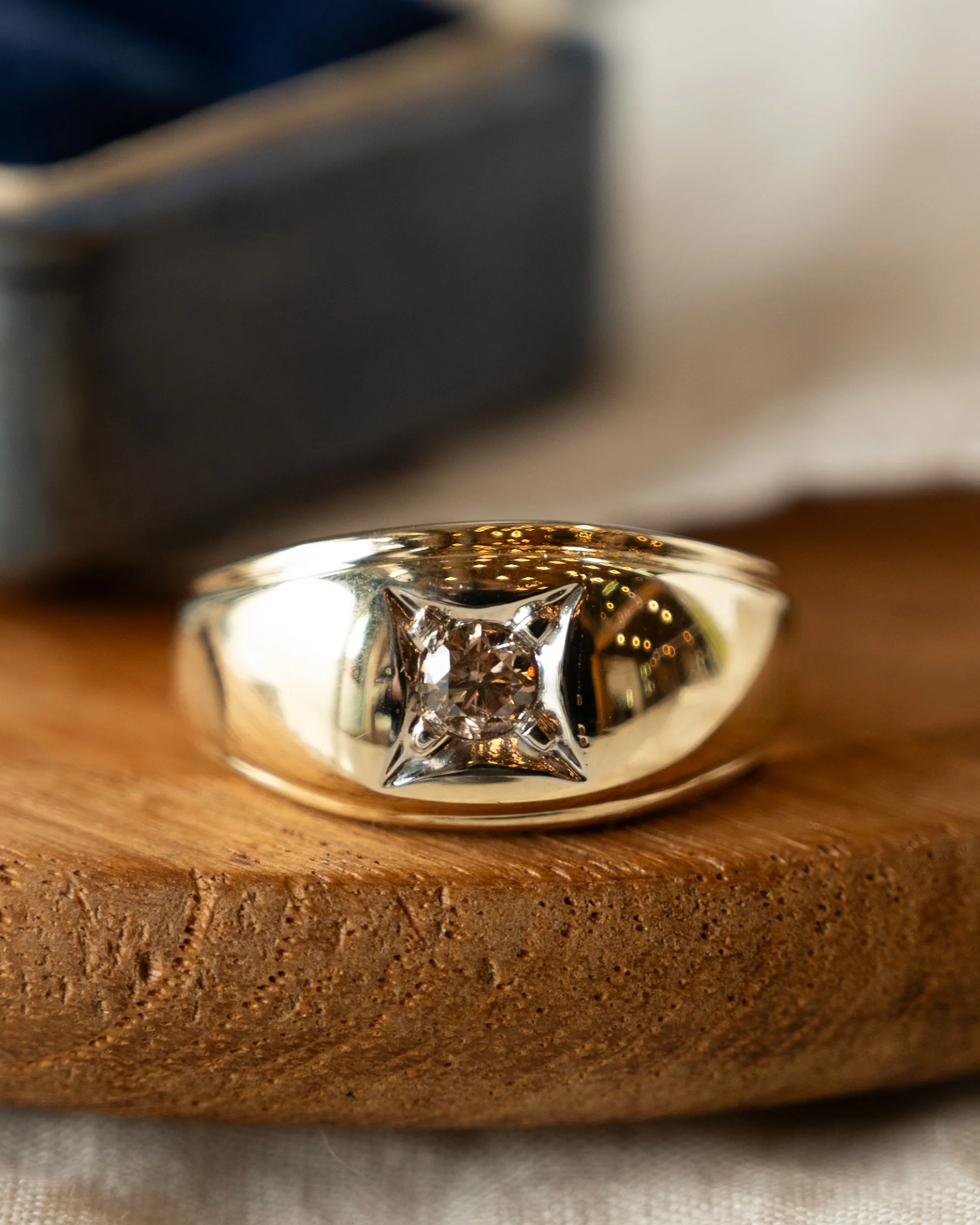 .30 Vintage Mid-Century Diamond Men's Ring 14k - Image 6