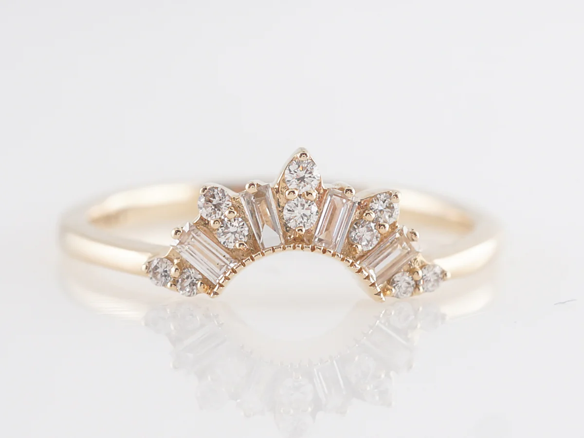 .31 Curved Diamond Wedding Band in 14k Yellow Gold