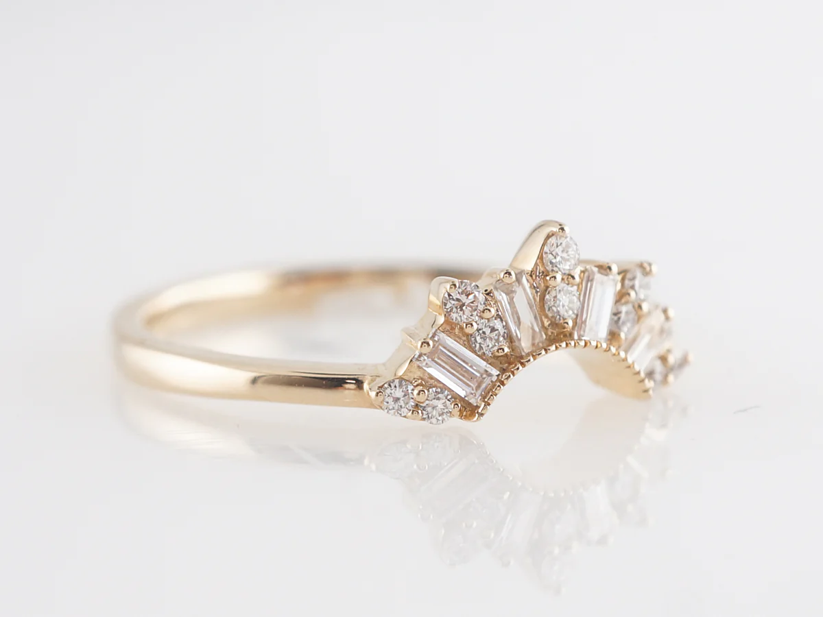 .31 Curved Diamond Wedding Band in 14k Yellow Gold - Image 3